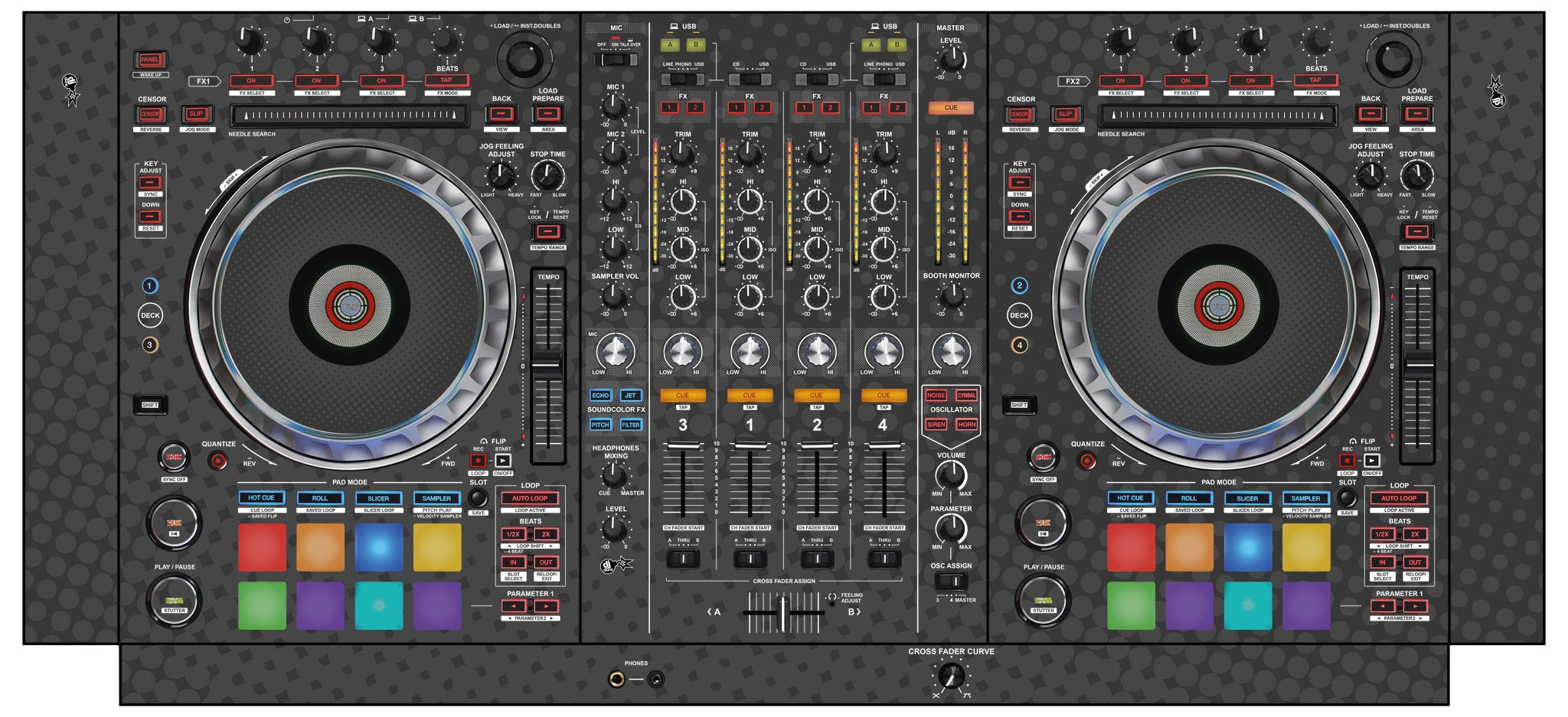 Pioneer DJ DDJ SZ 2 Skin Gradienter Grey