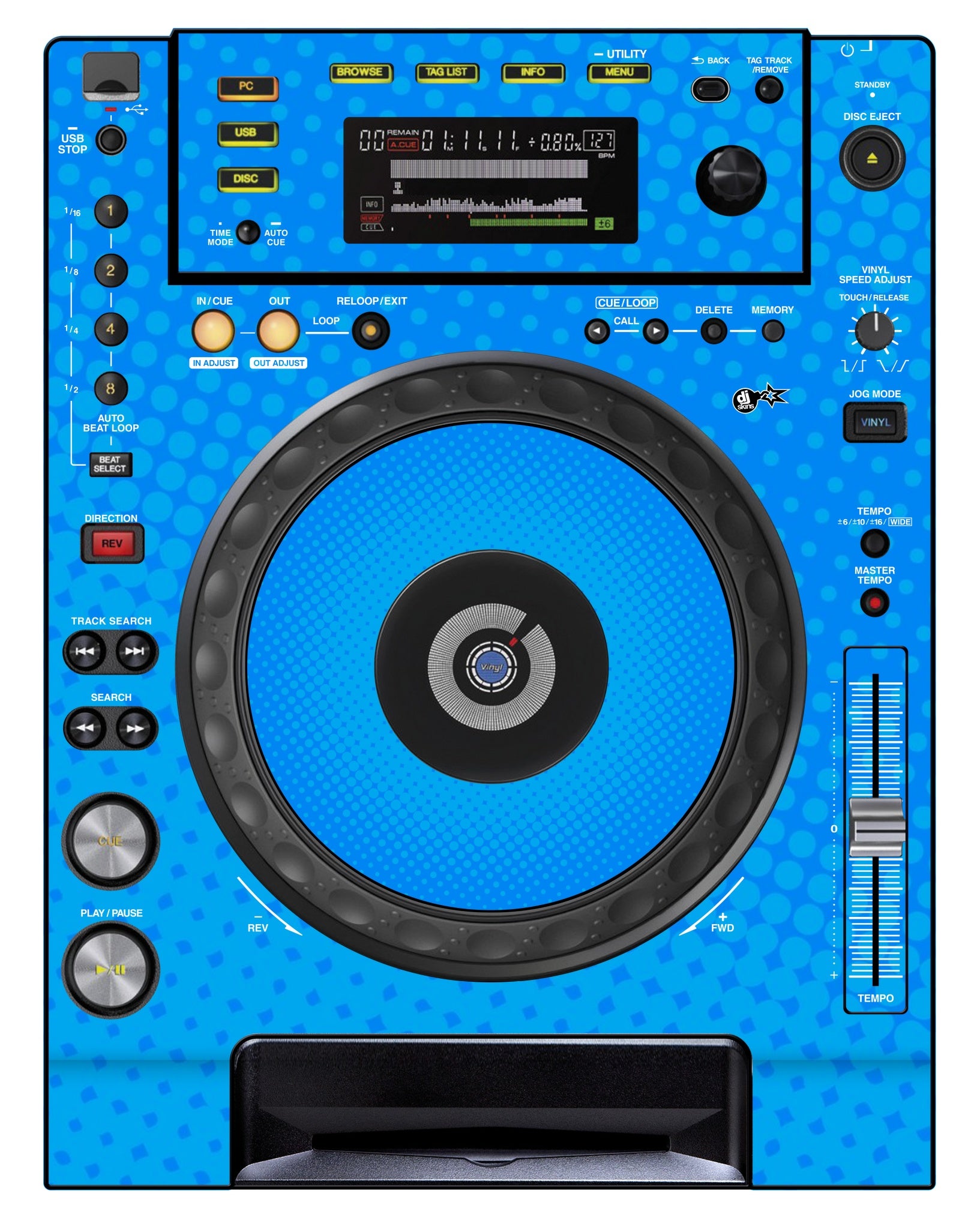 Pioneer DJ CDJ 850 Skin Gradienter Blue Light