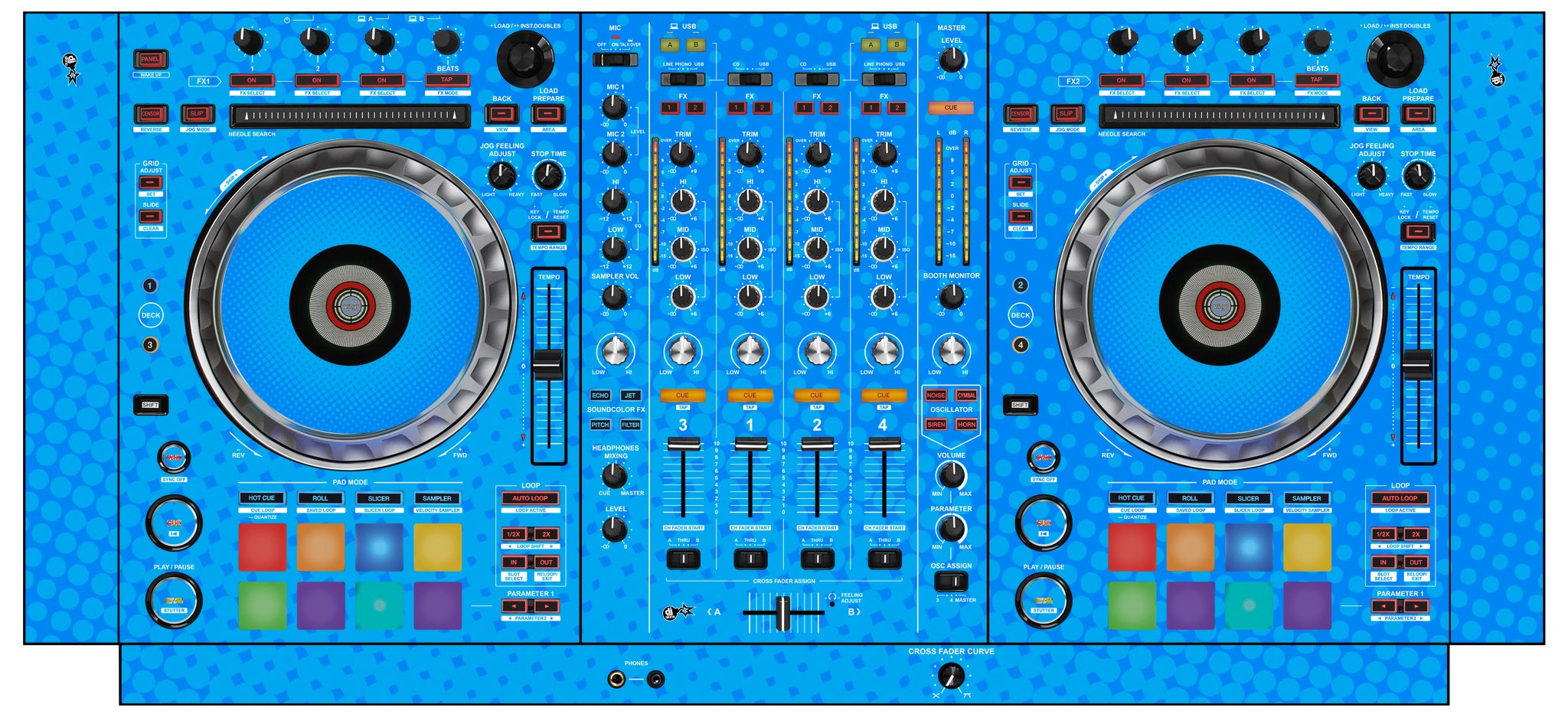 Pioneer DJ DDJ SZ Skin Gradienter Blue Light