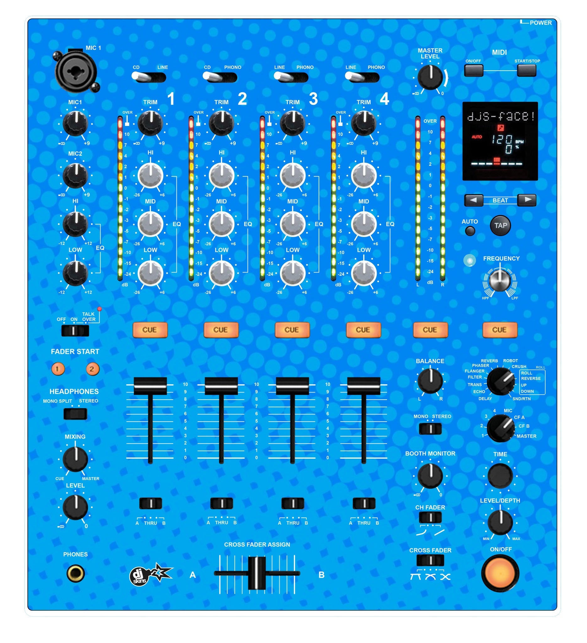 Pioneer DJ DJM 700 Skin Gradienter Blue Light