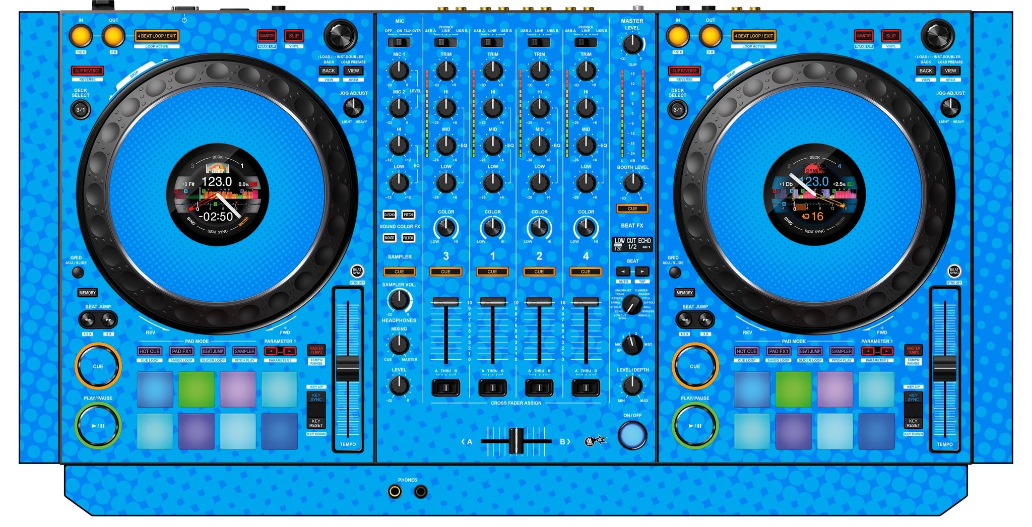 Pioneer DJ DDJ 1000 SRT Skin Gradienter Blue Light