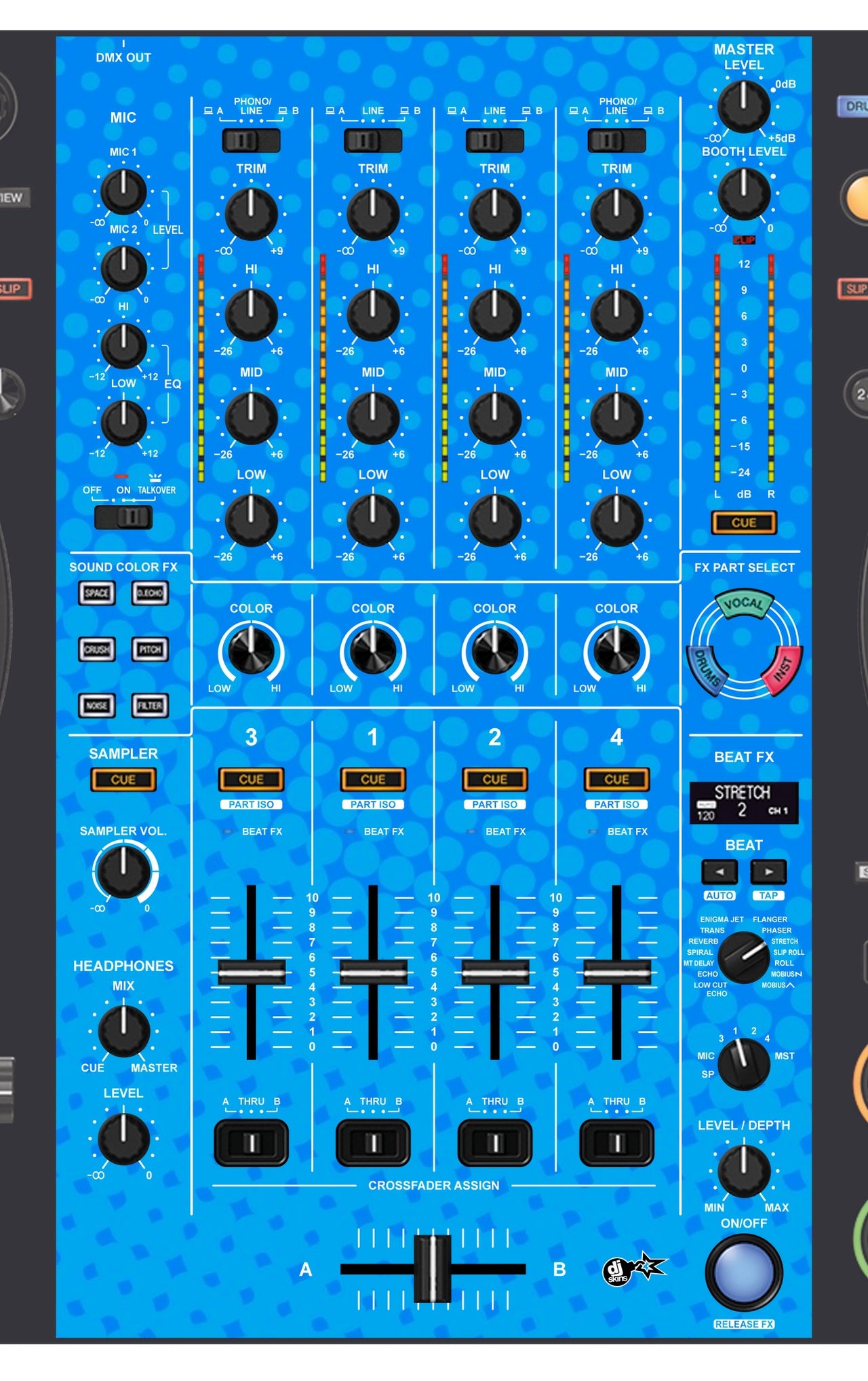 Pioneer DJ DDJ FLX10 MIXER Skin Gradienter Blue Light