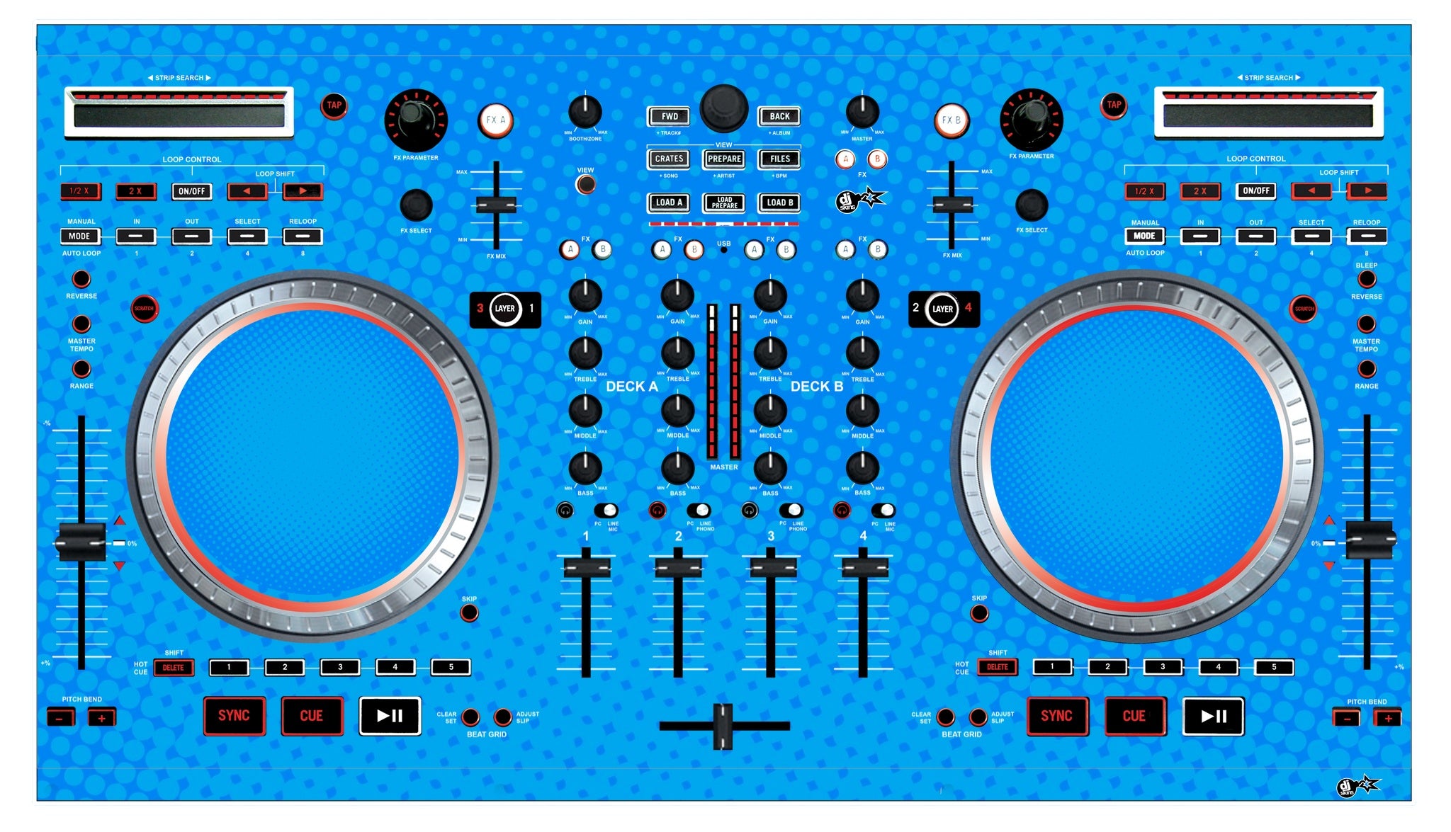 Numark NS 6 Skin Gradienter Blue Light