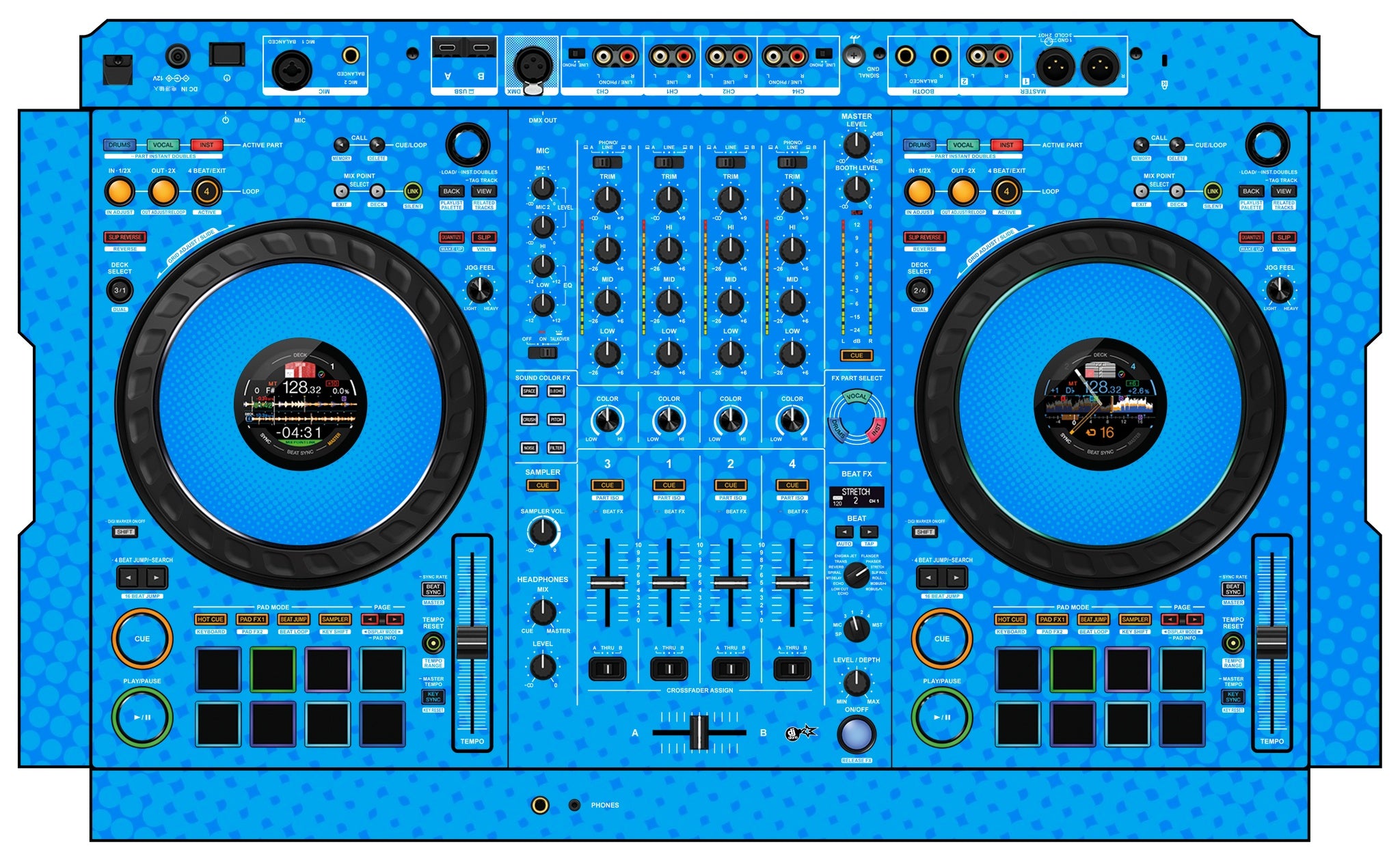 Pioneer DJ DDJ FLX10 Skin Gradienter Blue Light