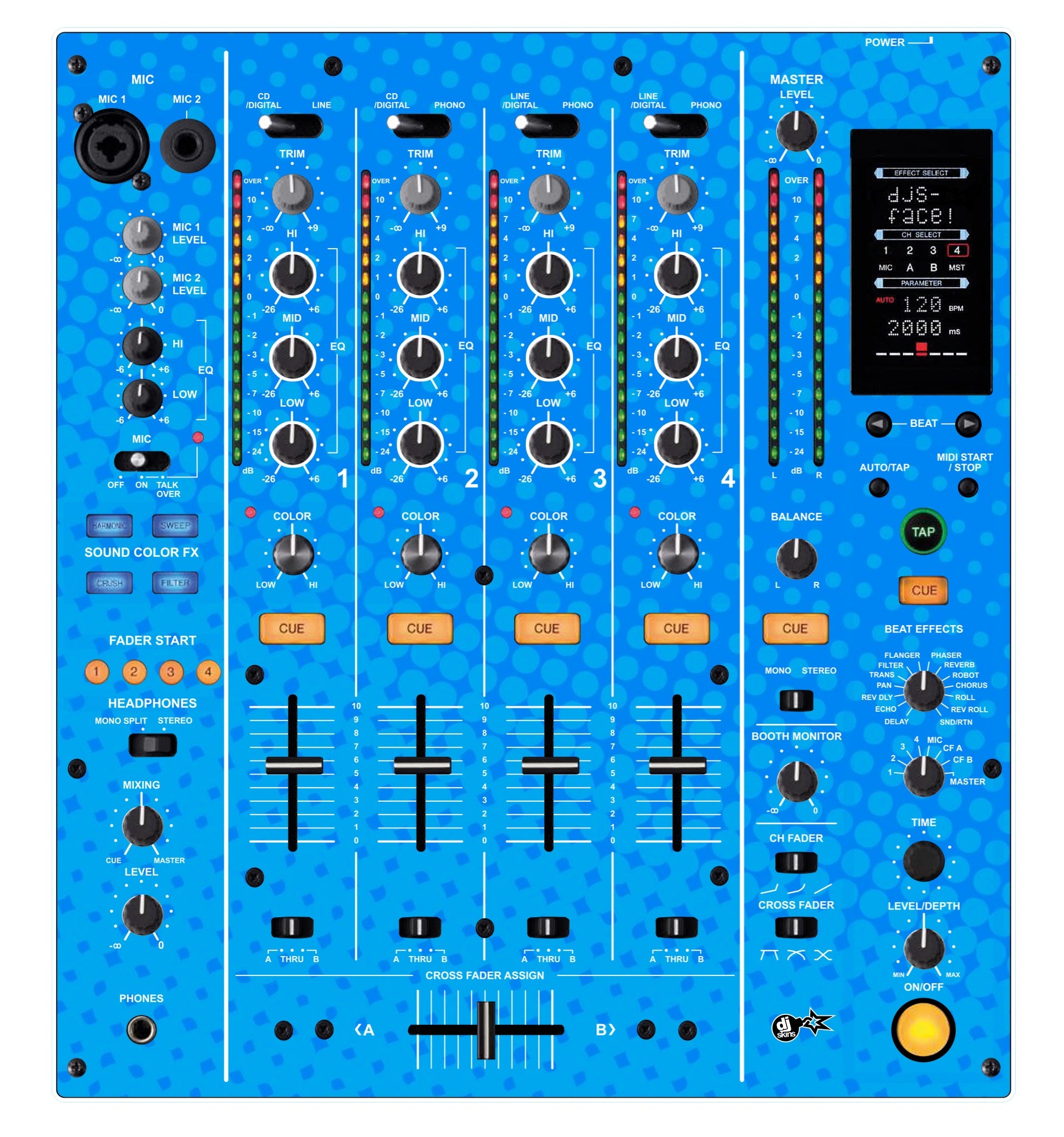 Pioneer DJ DJM 800 Skin Gradienter Blue Light
