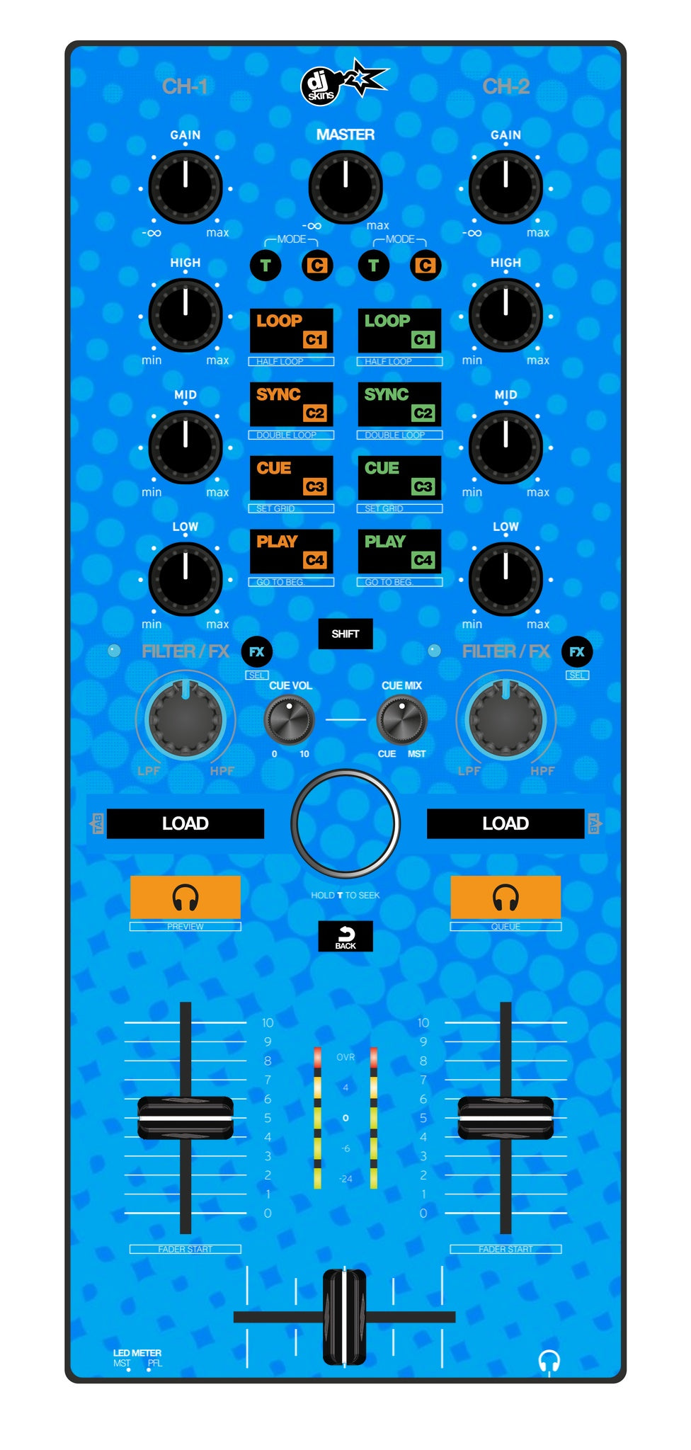 Reloop Mixtour Skin Gradienter Blue Light