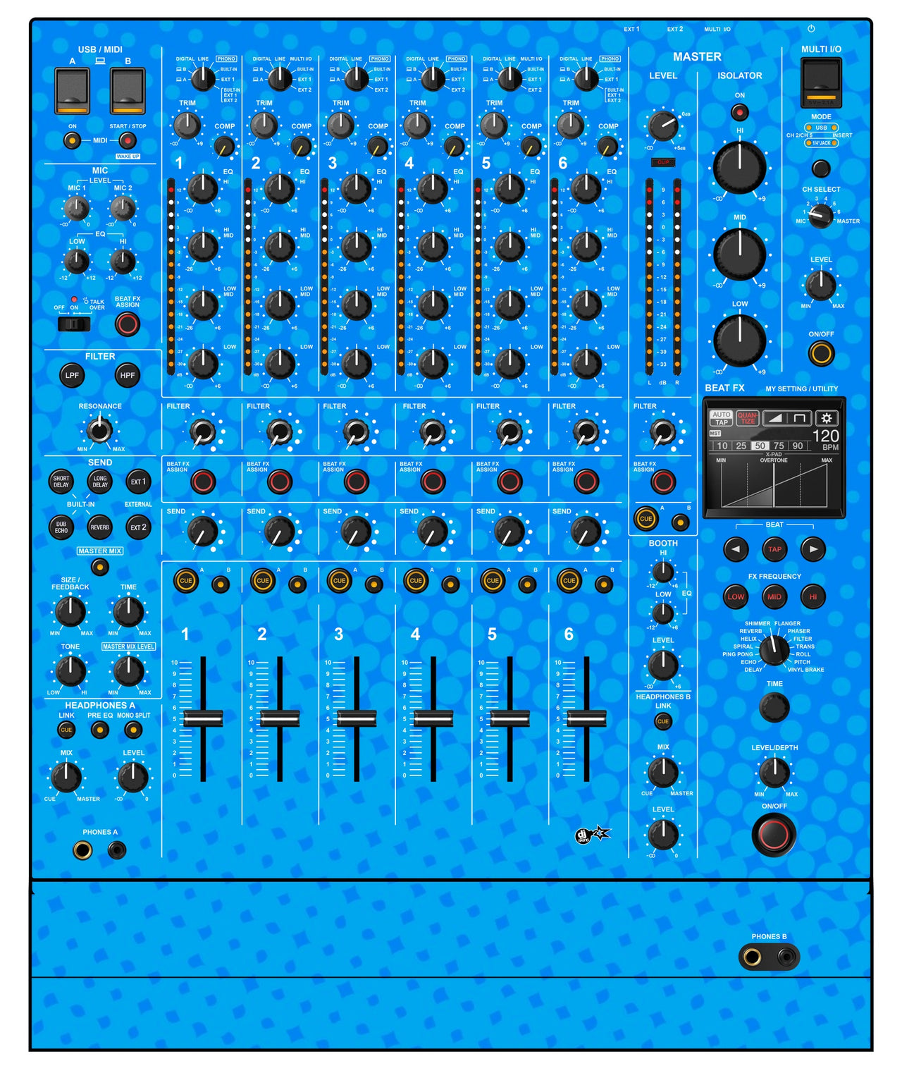 Pioneer DJ DJM V10 LF Skin Gradienter Blue Light