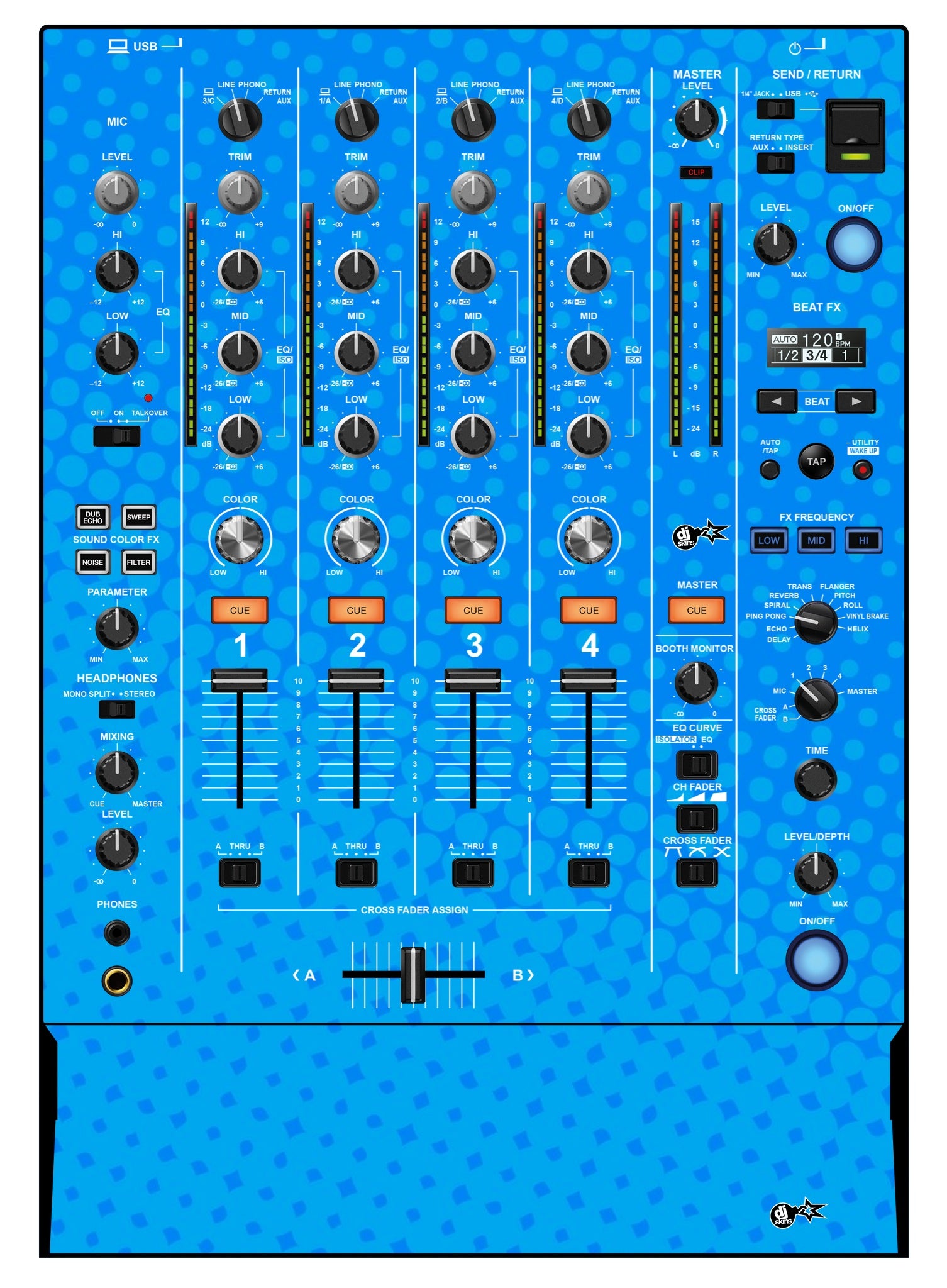 Pioneer DJ DJM 750 MK2 Skin Gradienter Blue Light