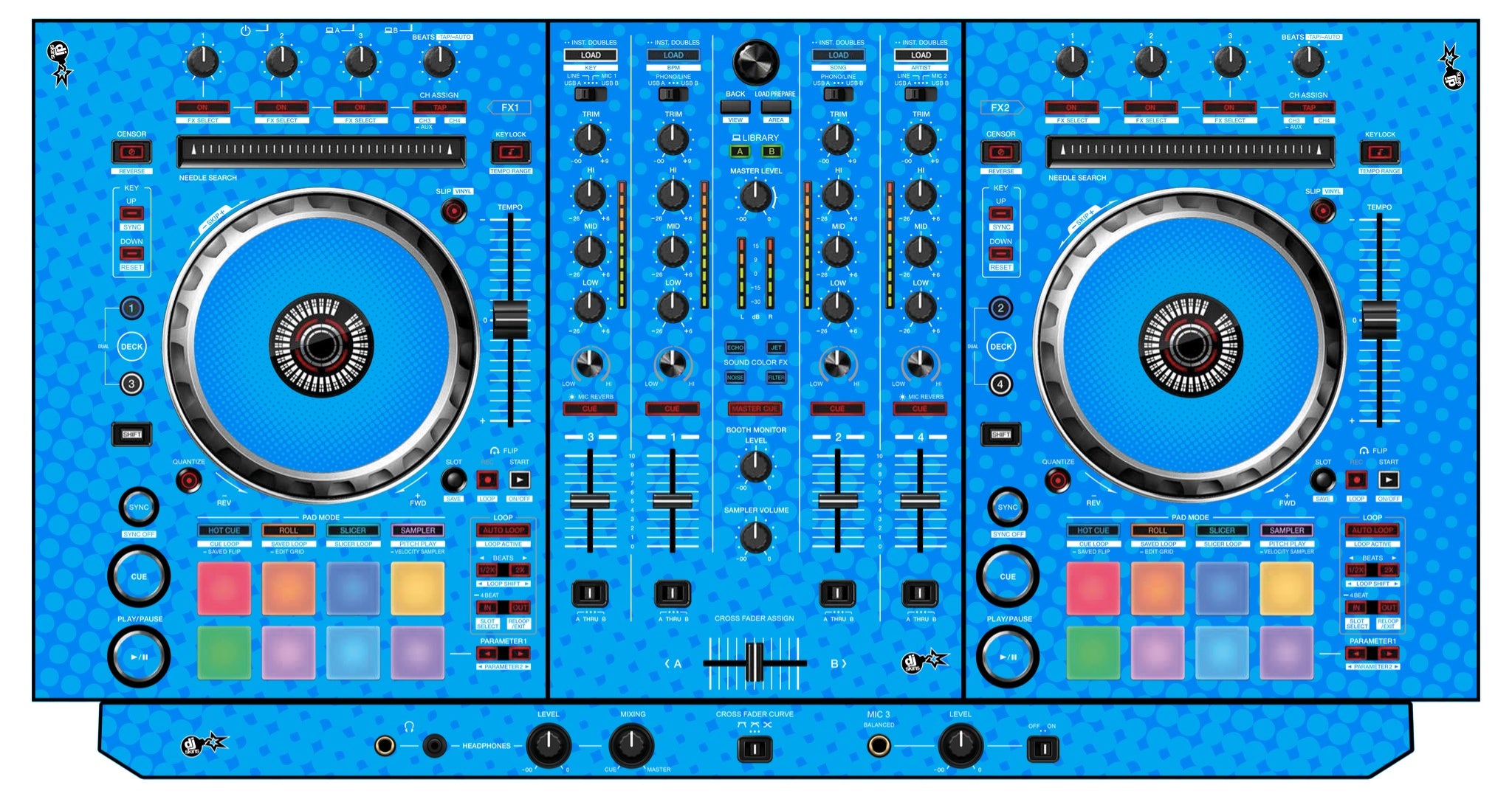 Pioneer DJ DDJ SX 3 Skin Gradienter Blue Light