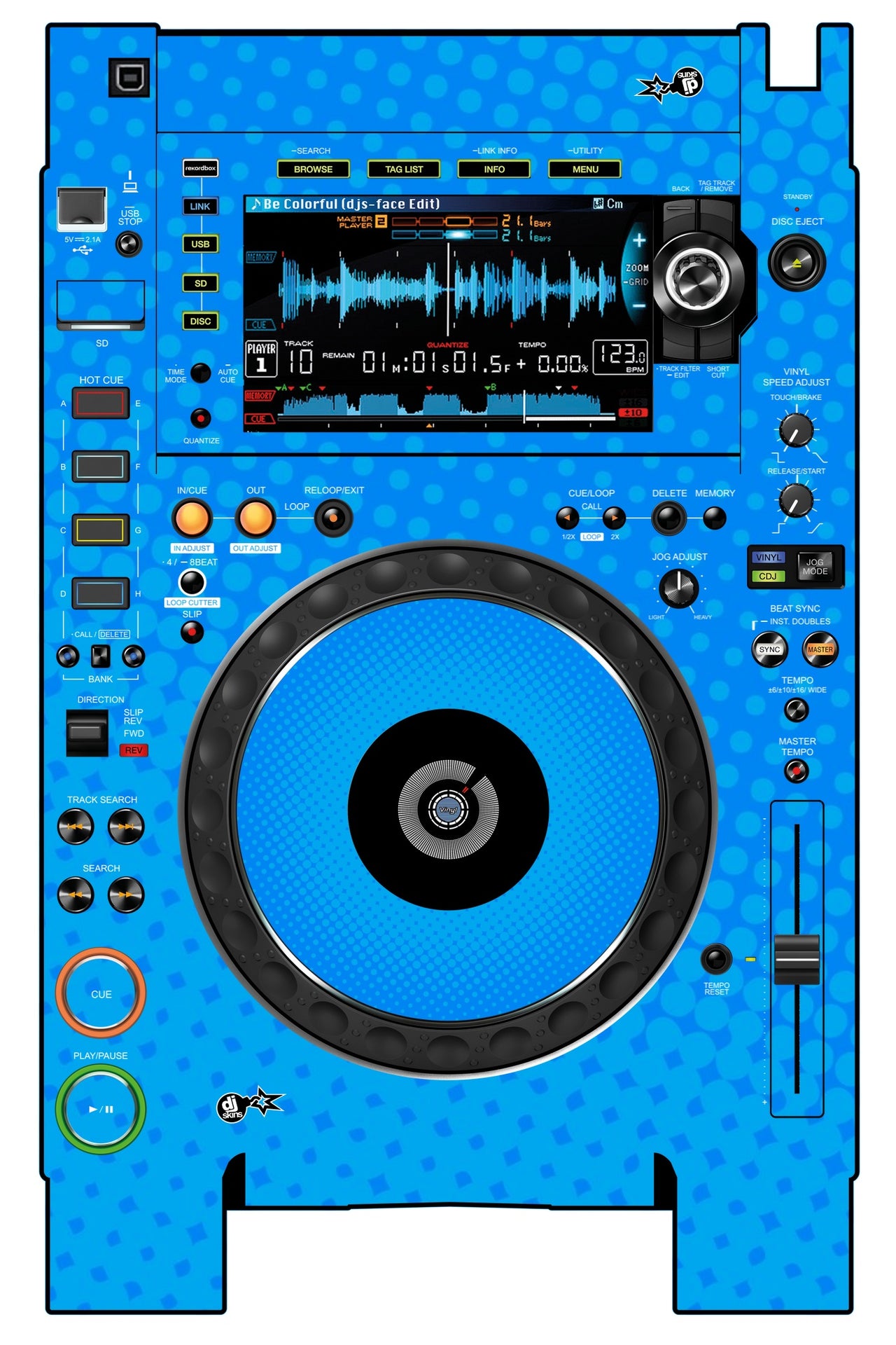 Pioneer DJ CDJ 2000 NEXUS 2 Skin Gradienter Blue Light