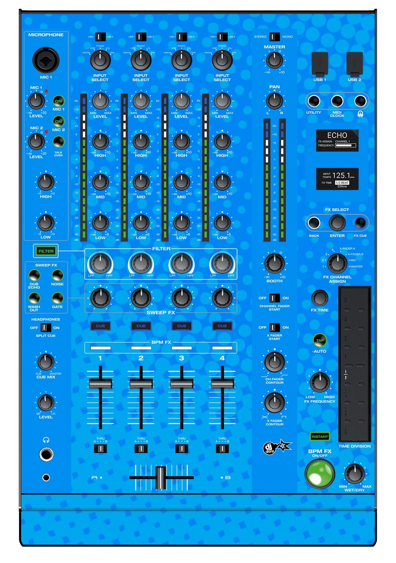Denon DJ X 1800 Skin Gradienter Blue Light
