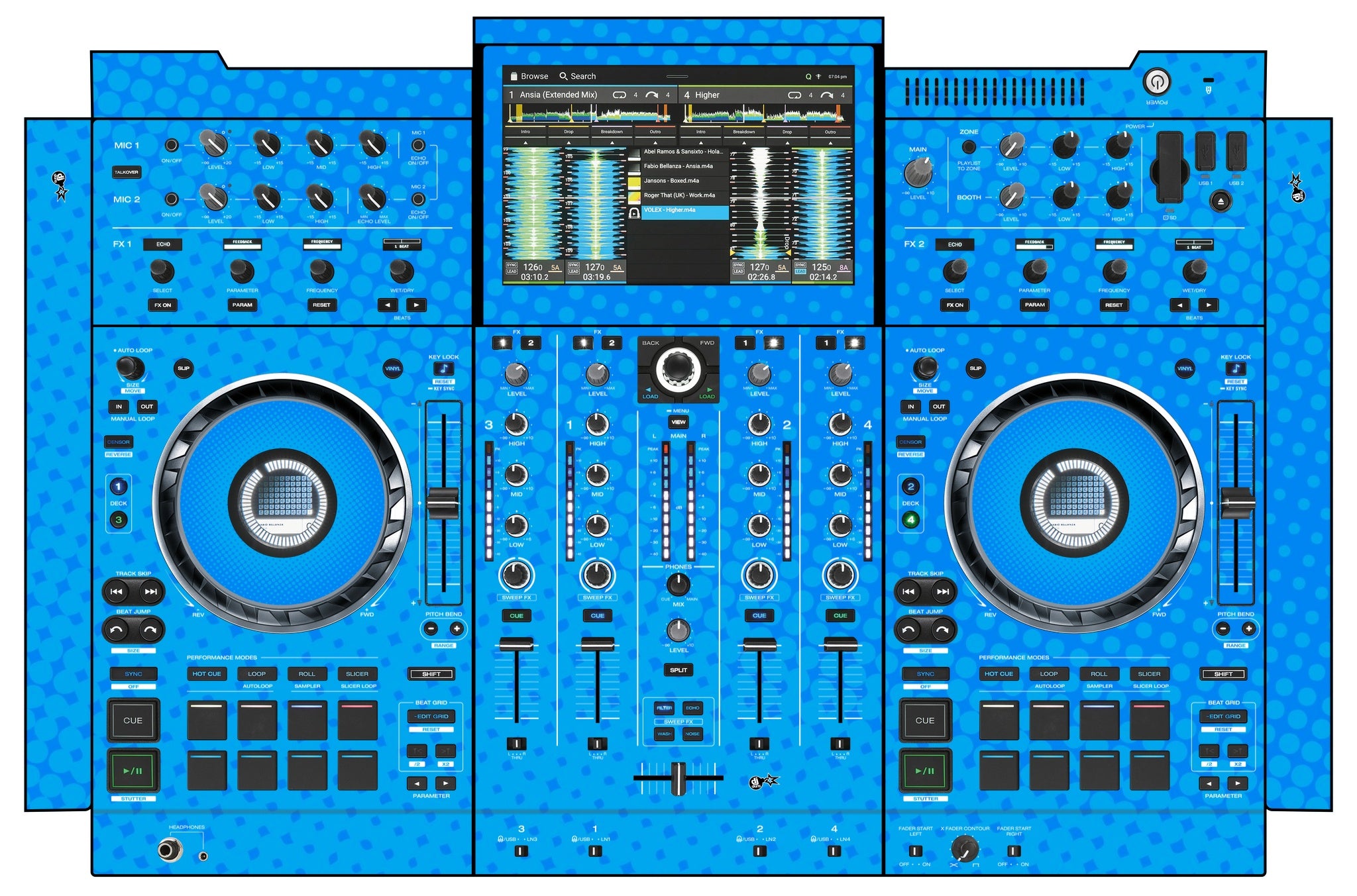Denon DJ PRIME 4+ Skin Gradienter Blue Light