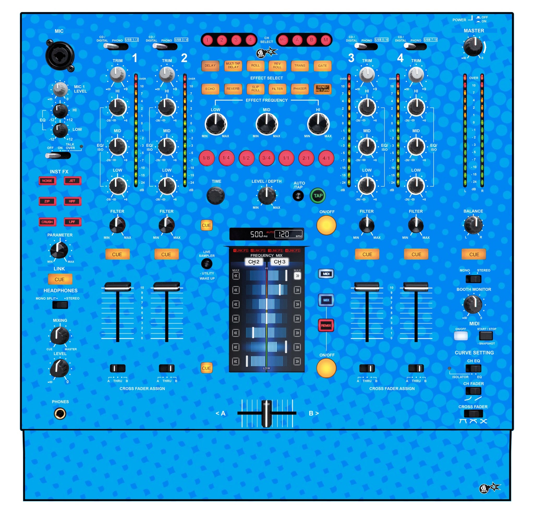 Pioneer DJ DJM 2000 Skin Gradienter Blue Light