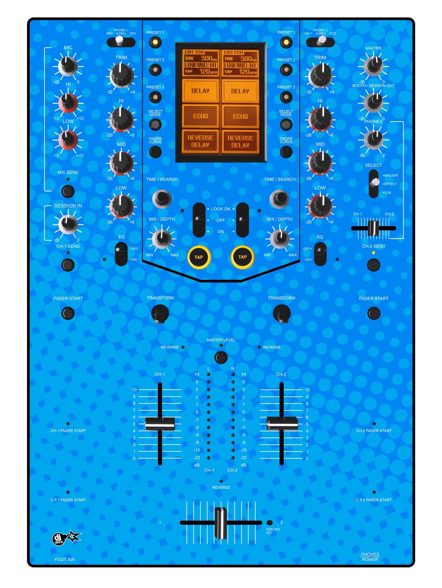 Pioneer DJ DJM 909 Skin Gradienter Blue Light