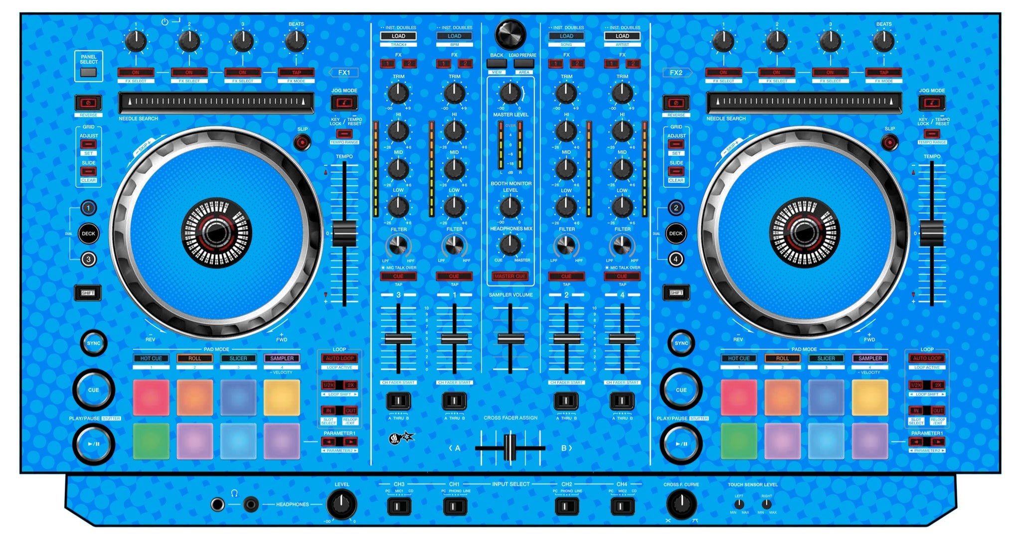Pioneer DJ DDJ SX Skin Gradienter Blue Light