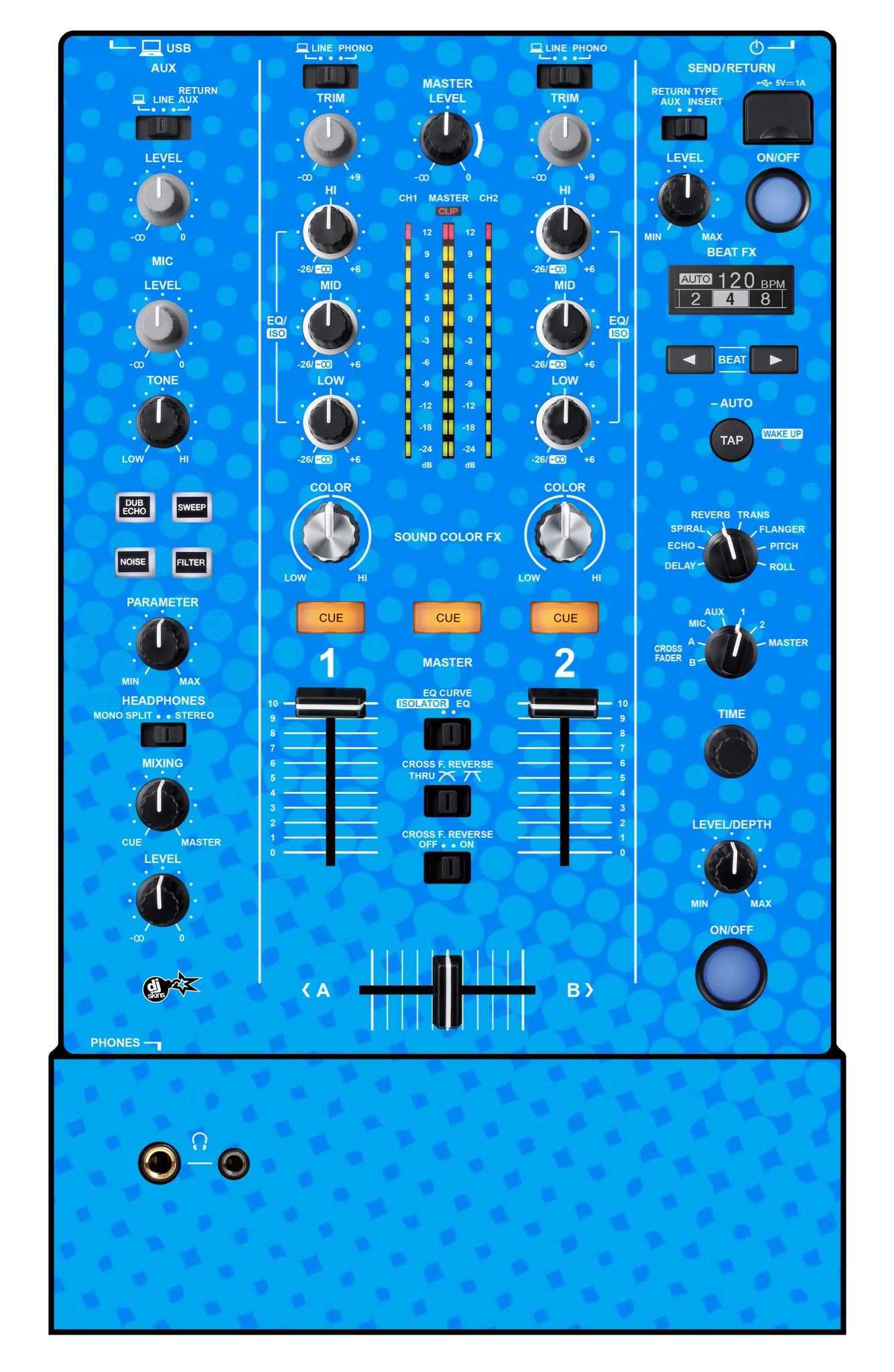 Pioneer DJ DJM 450 Skin Gradienter Blue Light