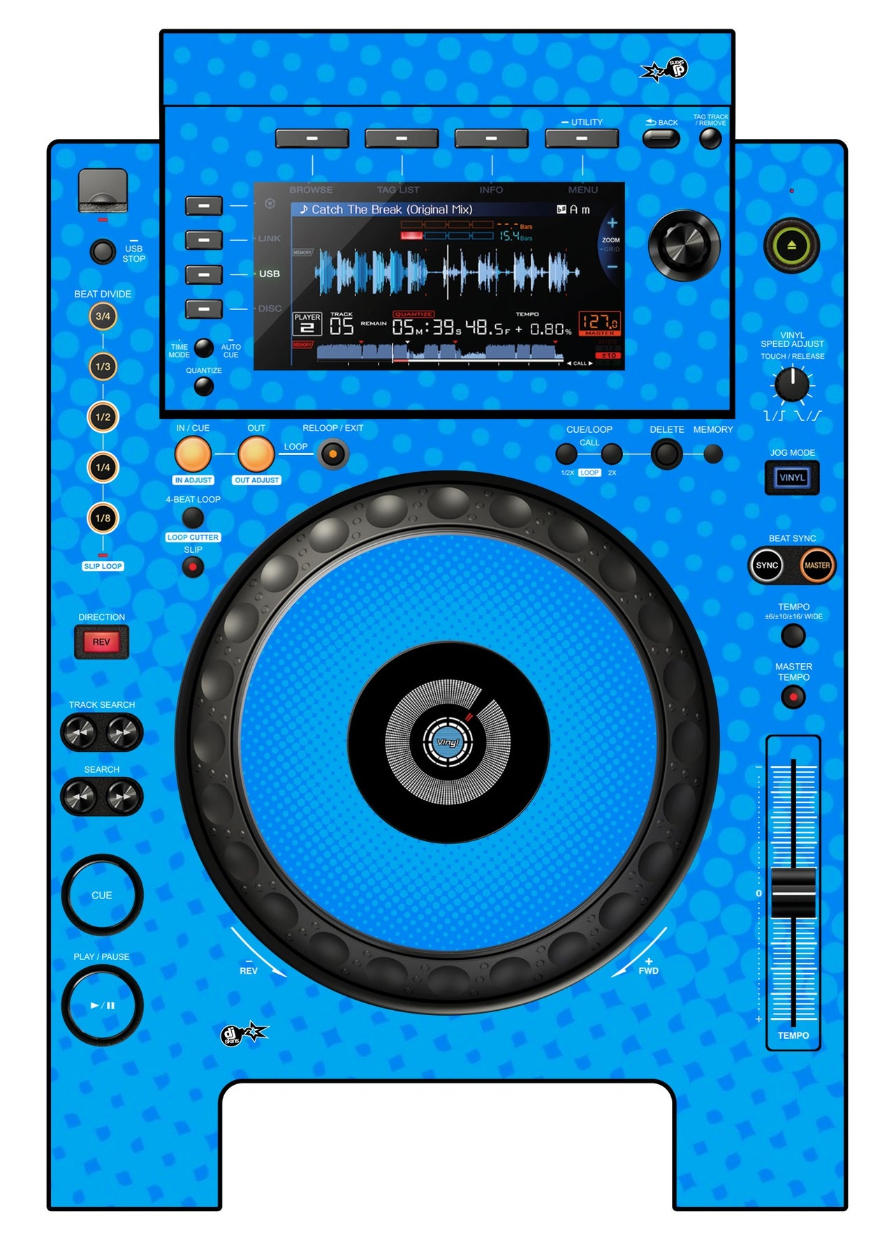 Pioneer DJ CDJ 900 NEXUS Skin Gradienter Blue Light