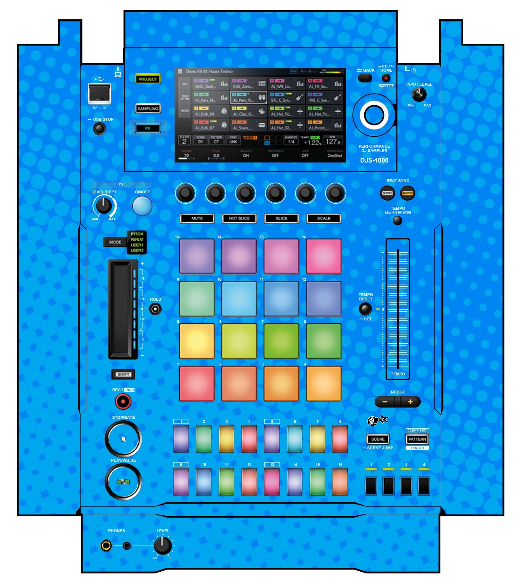 Pioneer DJ DJS 1000 Skin Gradienter Blue Light