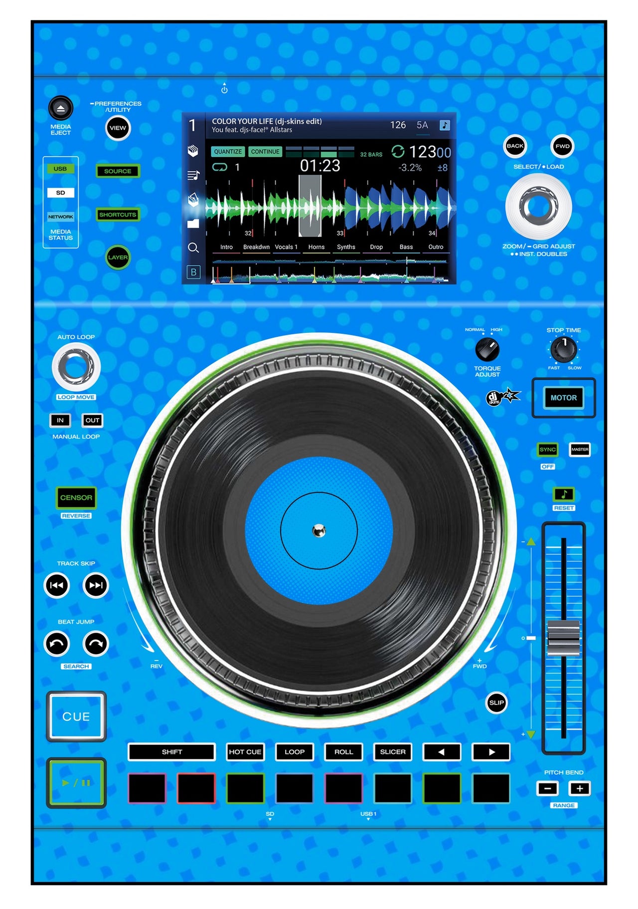 Denon DJ SC 5000 M Skin Gradienter Blue Light