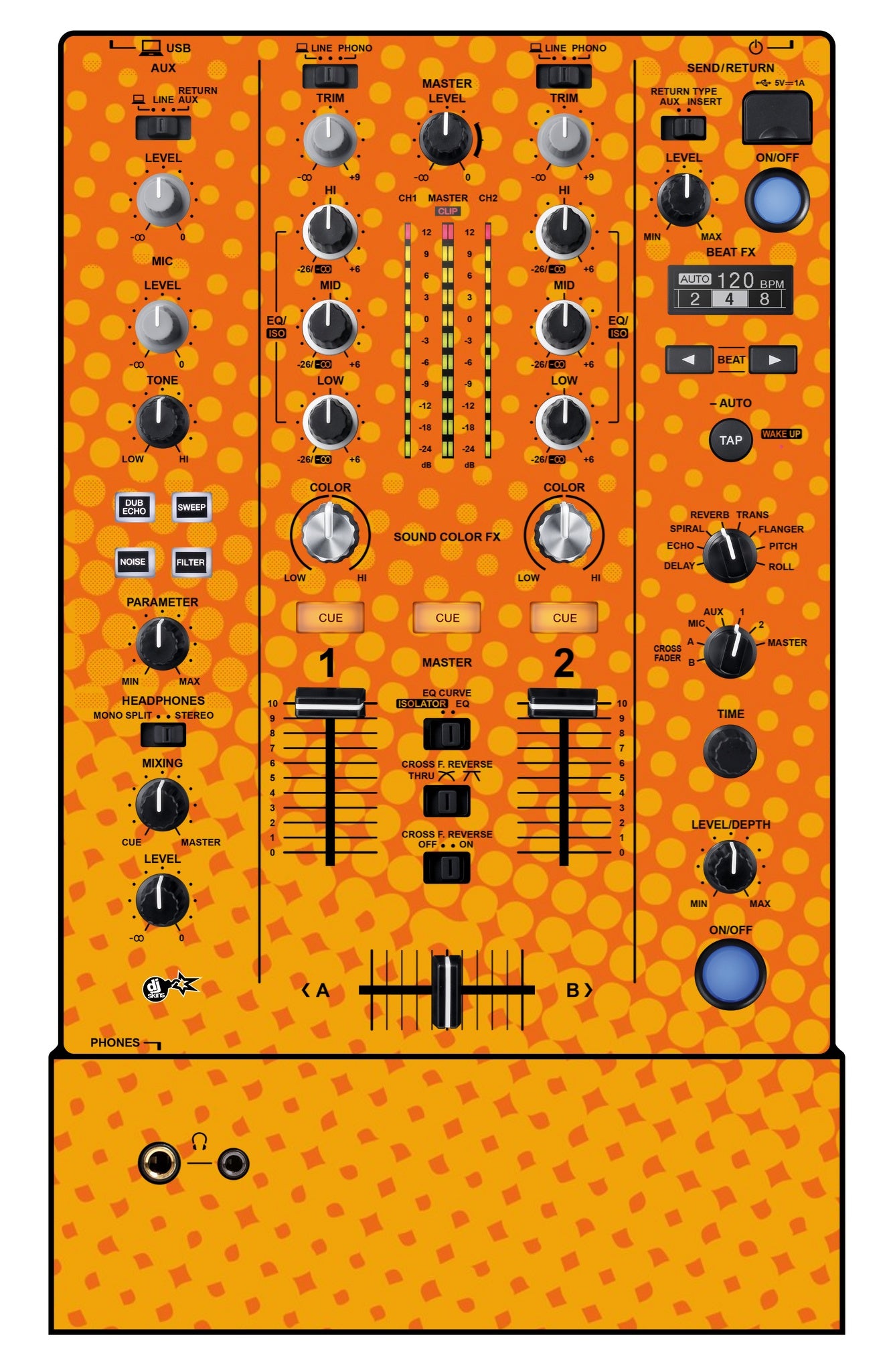 Pioneer DJ DJM 450 Skin Gradienter Orange