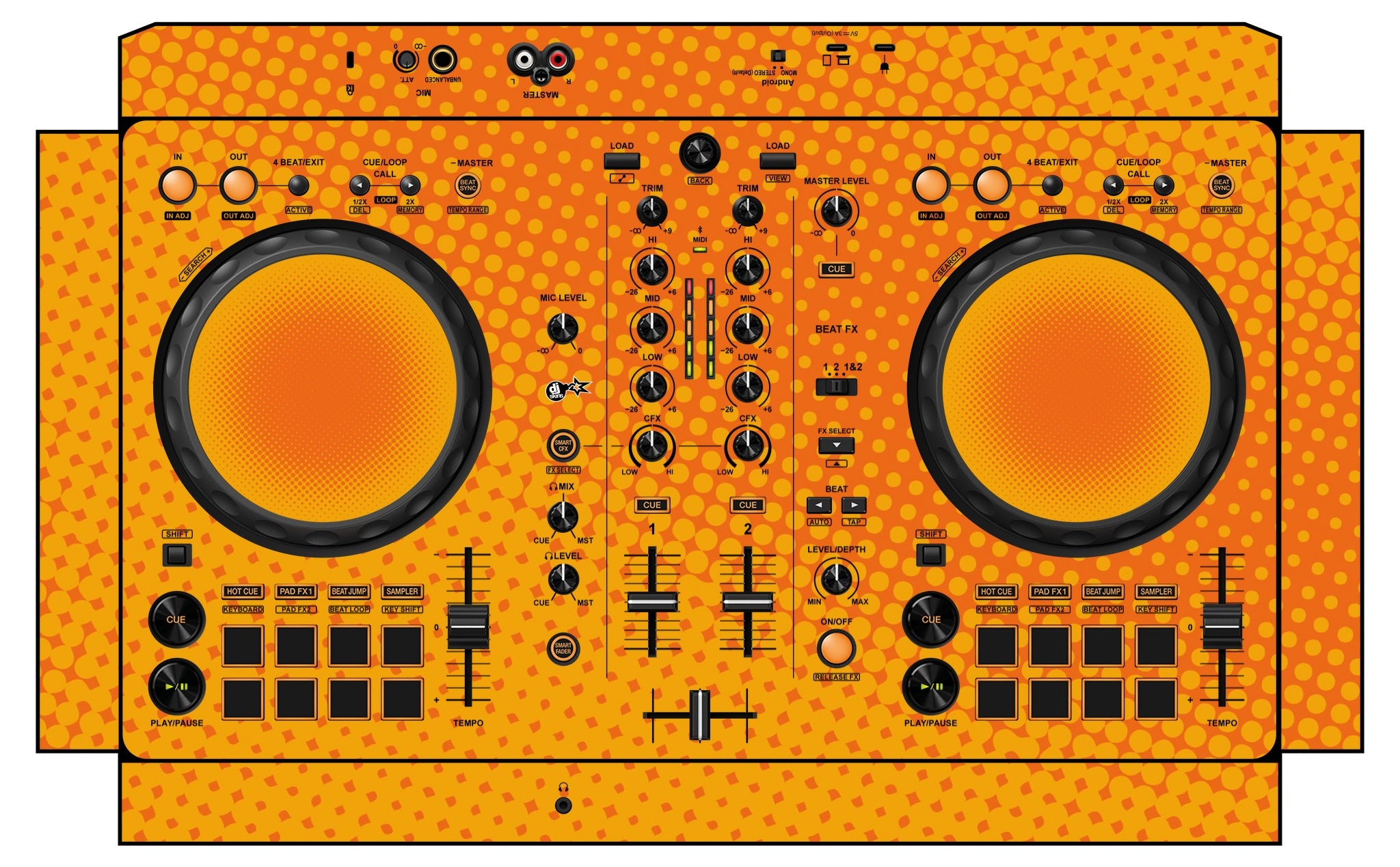 Pioneer DJ DDJ FLX 4 Skin Gradienter Orange