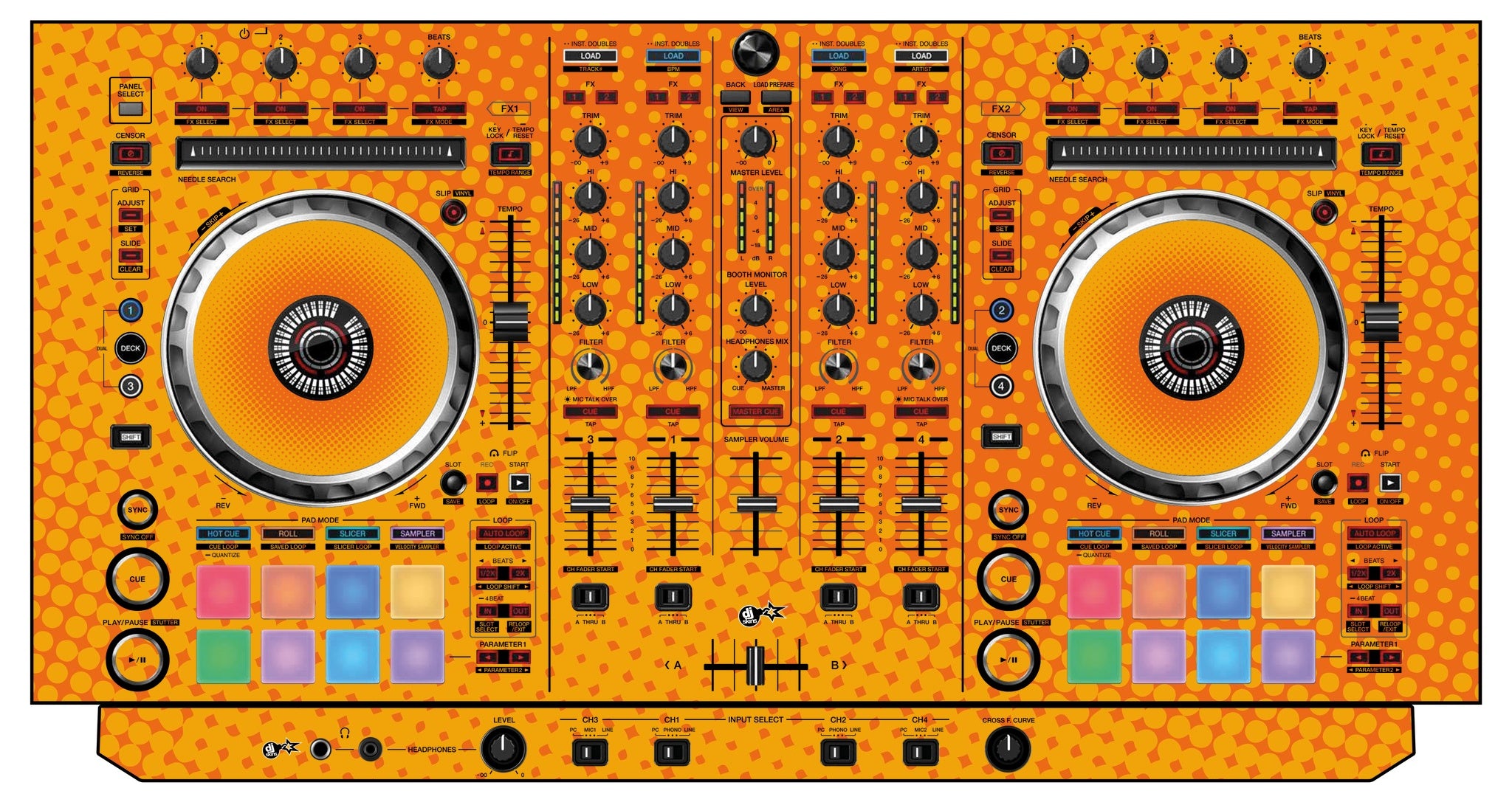 Pioneer DJ DDJ SX 2 Skin Gradienter Orange
