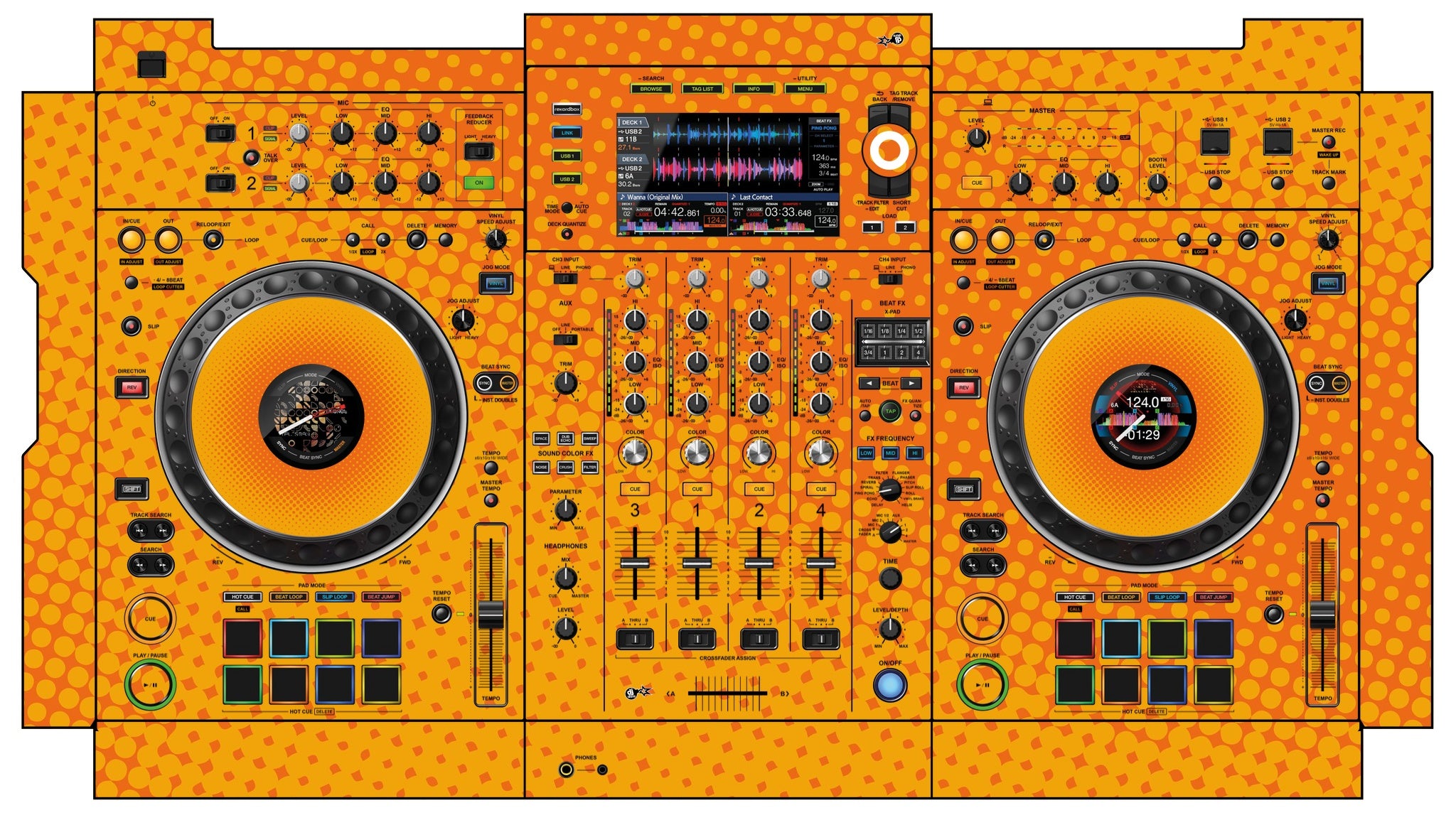 Pioneer DJ XDJ XZ Skin Gradienter Orange