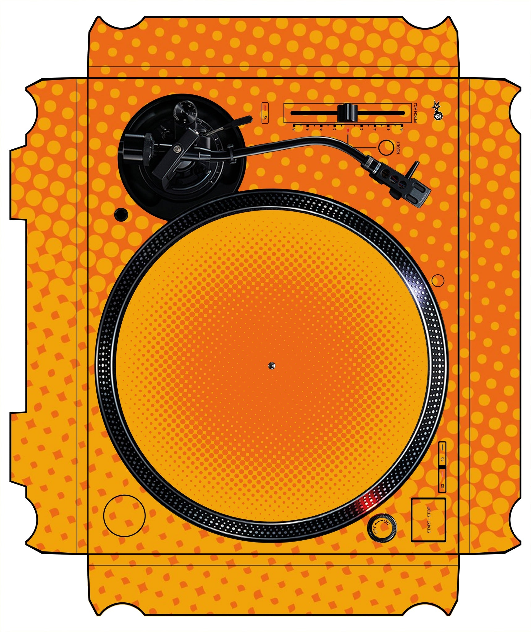 Technics 1200 / 1210 MK7 VERTICAL Skin Gradienter Orange