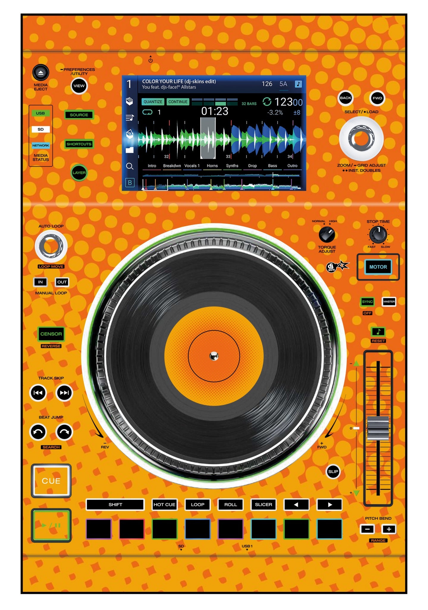 Denon DJ SC 5000 M Skin Gradienter Orange