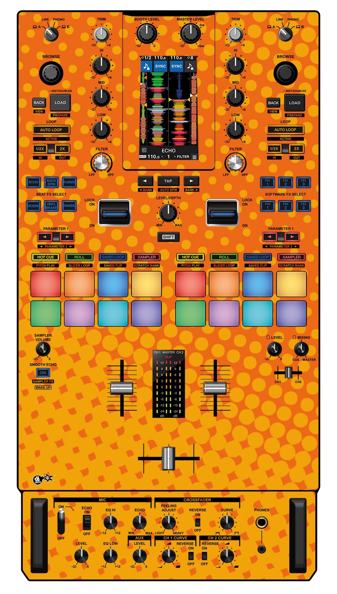 Pioneer DJ DJM S11 Skin Gradienter Orange