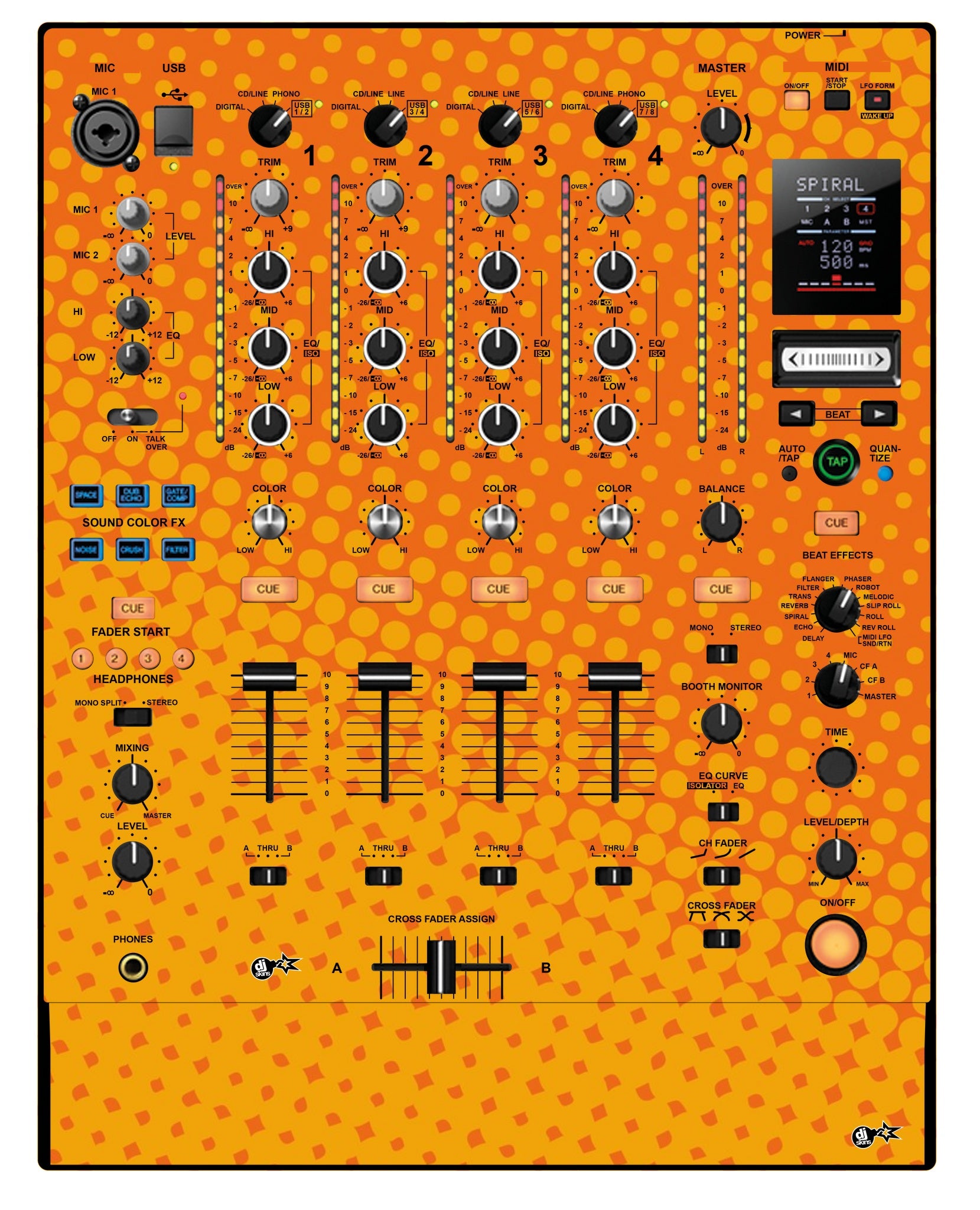Pioneer DJ DJM 900 NEXUS Skin Gradienter Orange