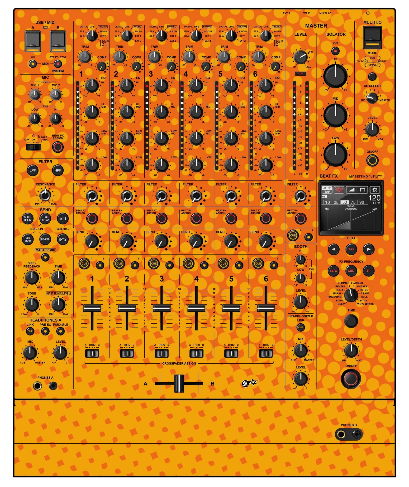 Pioneer DJ DJM V10 Skin Gradienter Orange