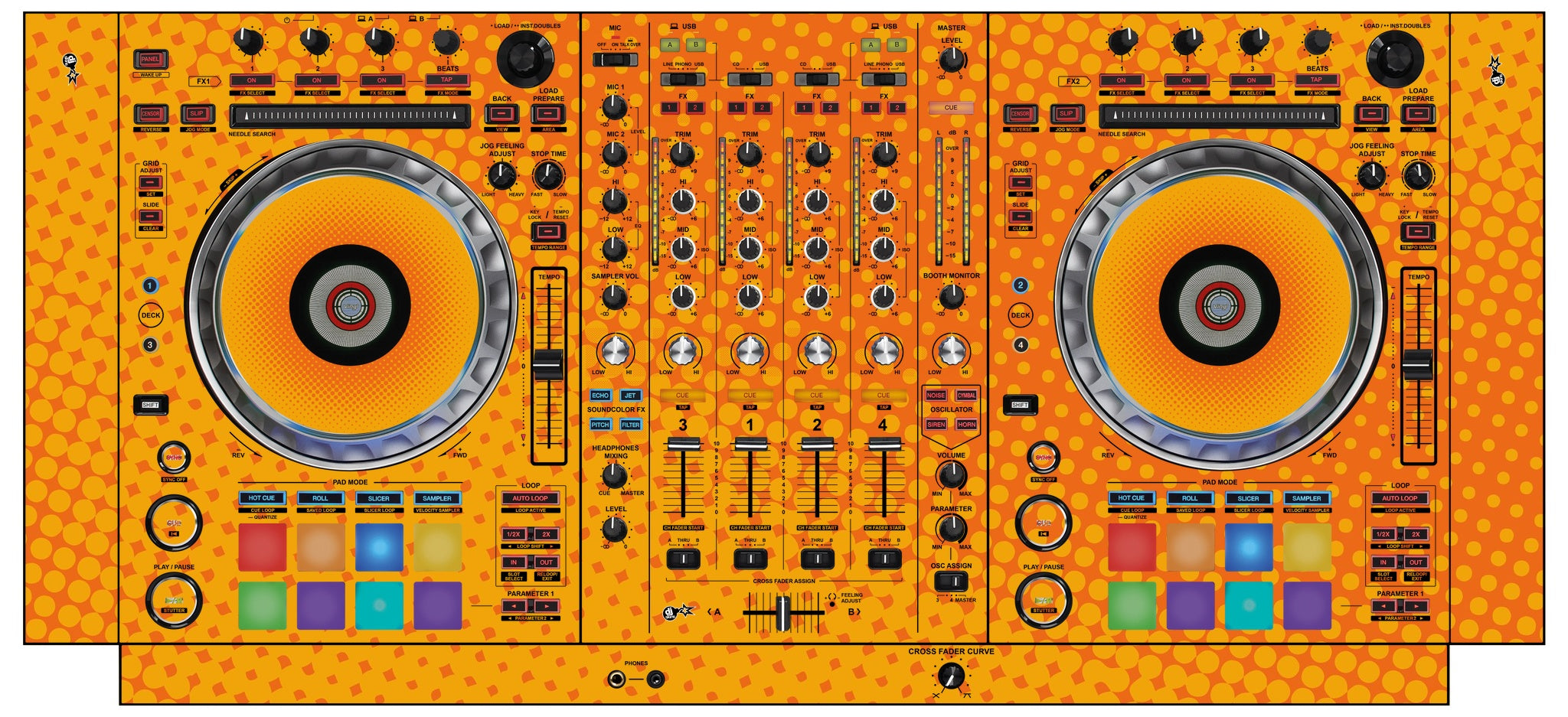 Pioneer DJ DDJ SZ Skin Gradienter Orange