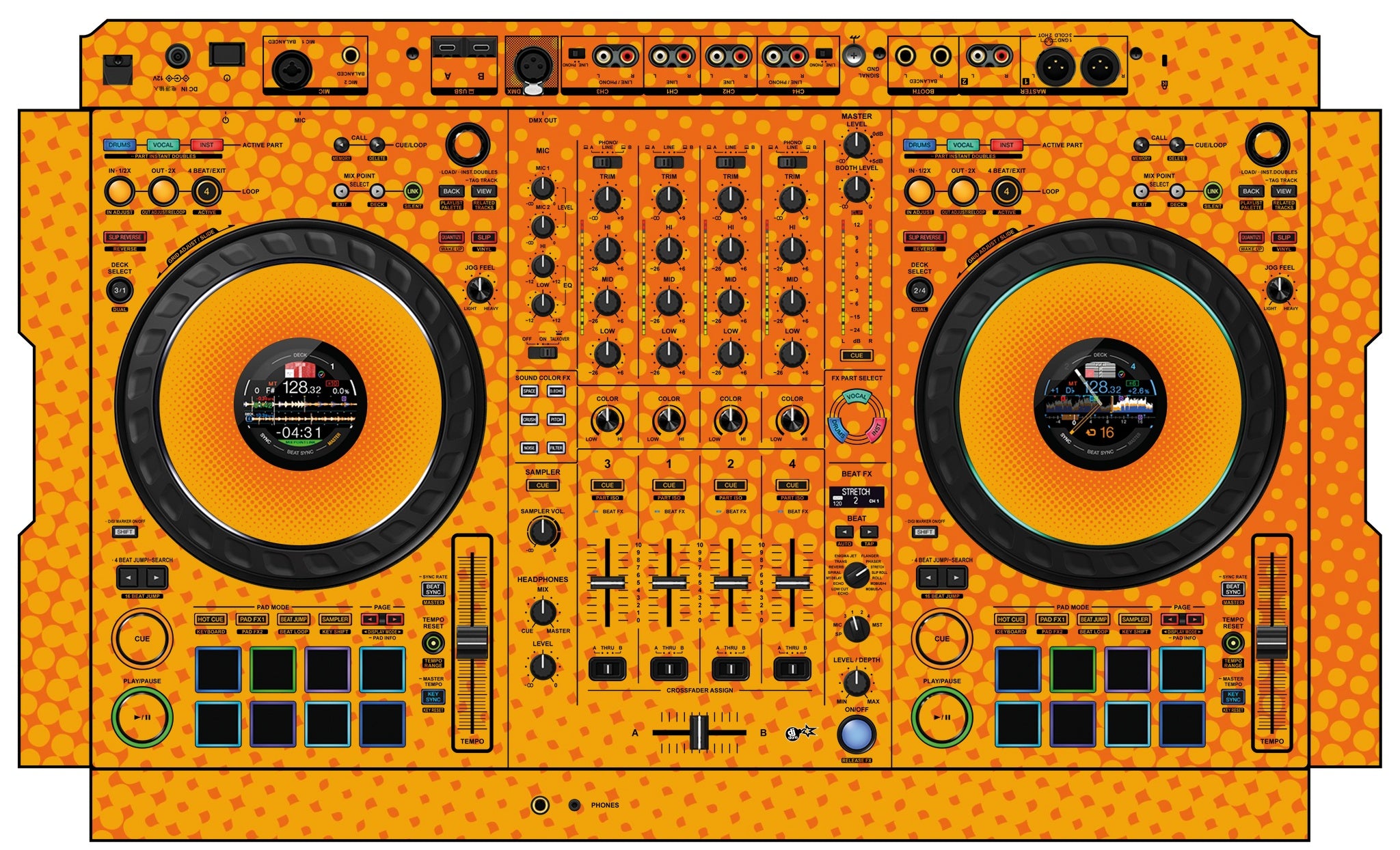 Pioneer DJ DDJ FLX10 Skin Gradienter Orange