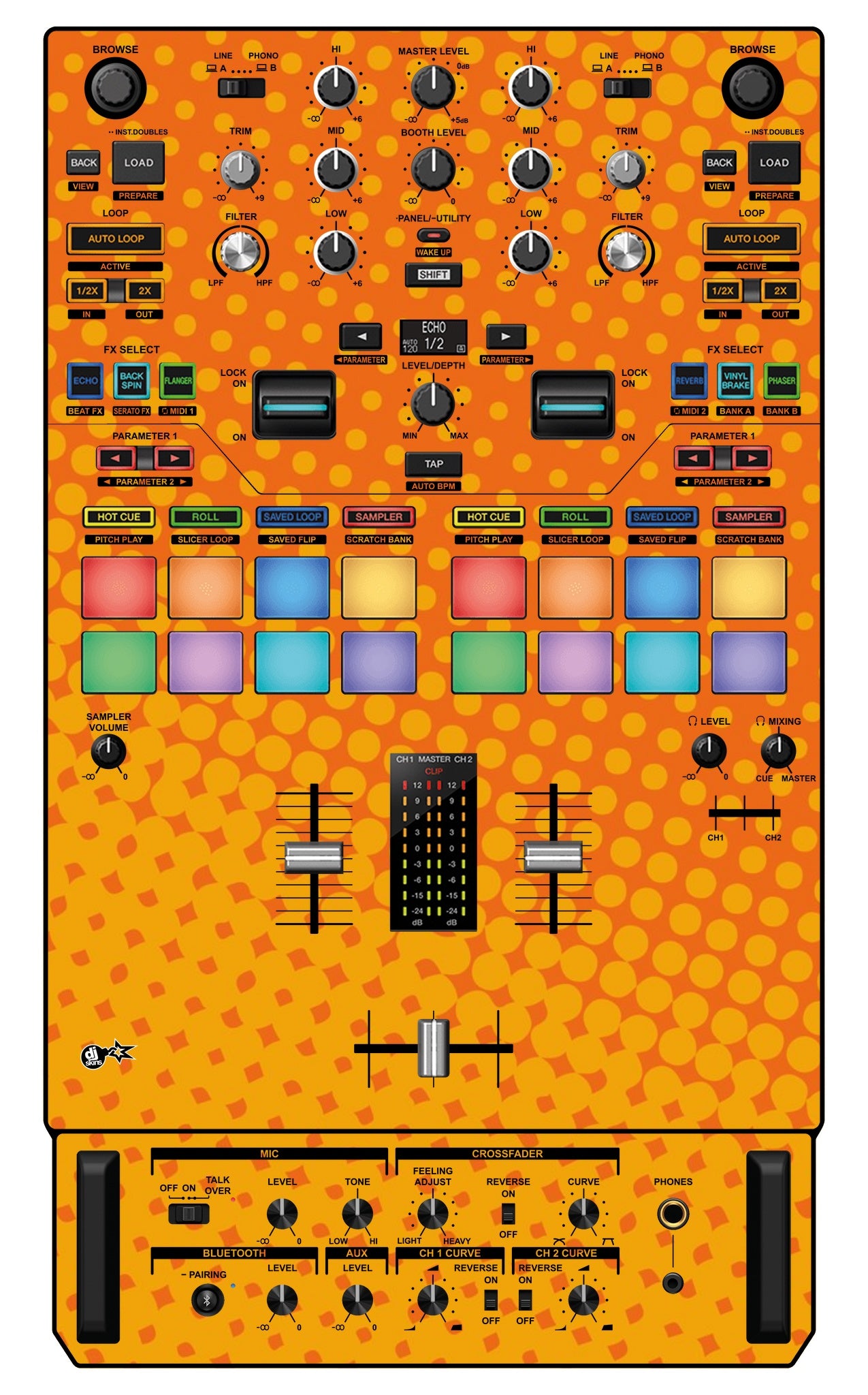 Pioneer DJ DJM S7 Skin Gradienter Orange