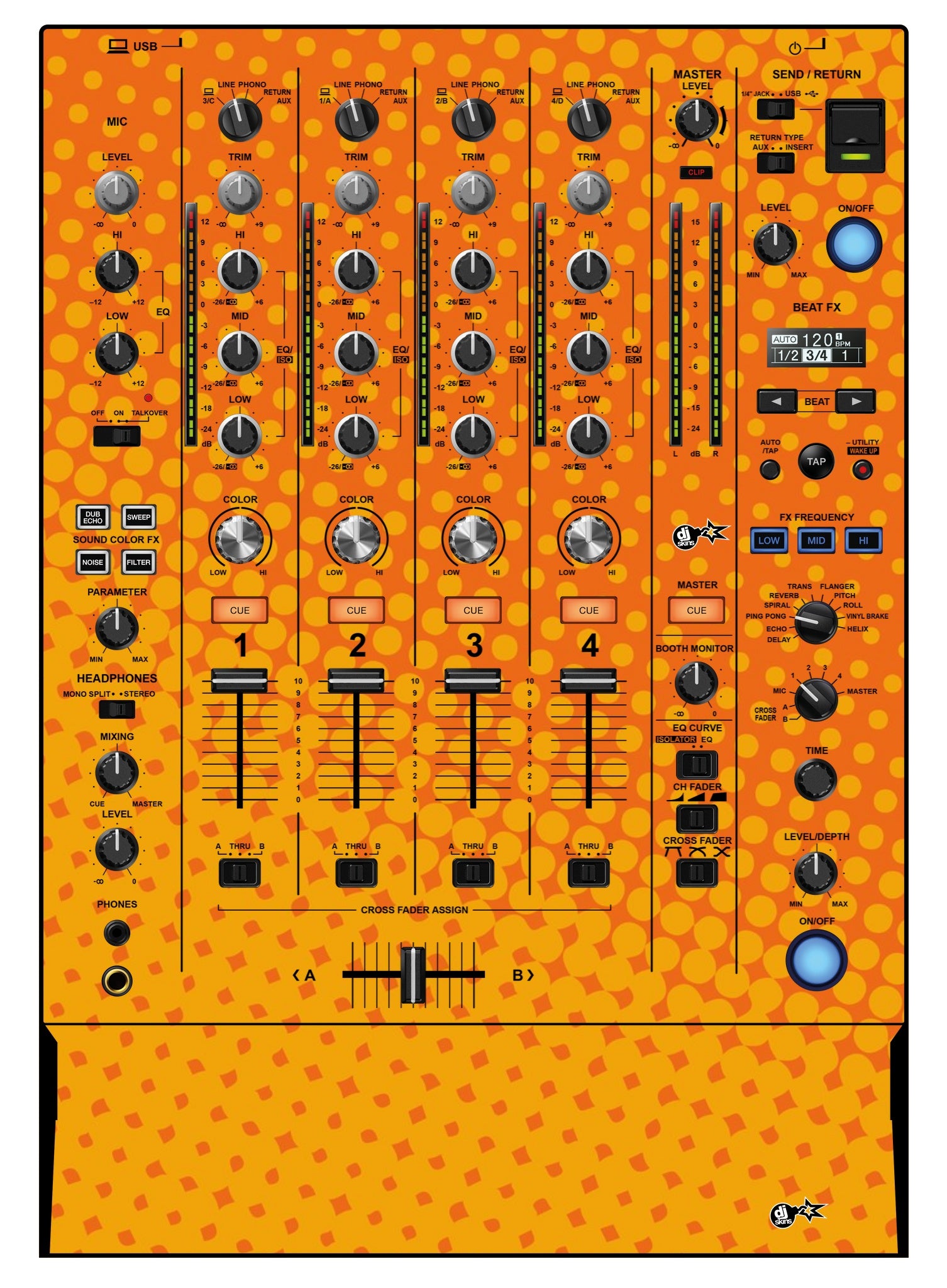 Pioneer DJ DJM 750 MK2 Skin Gradienter Orange