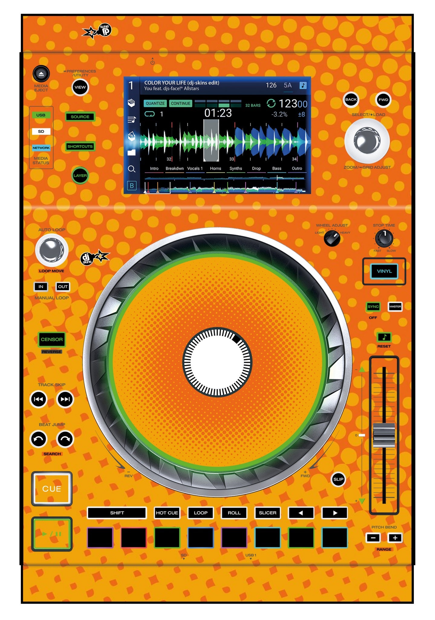 Denon DJ SC 5000 Skin Gradienter Orange