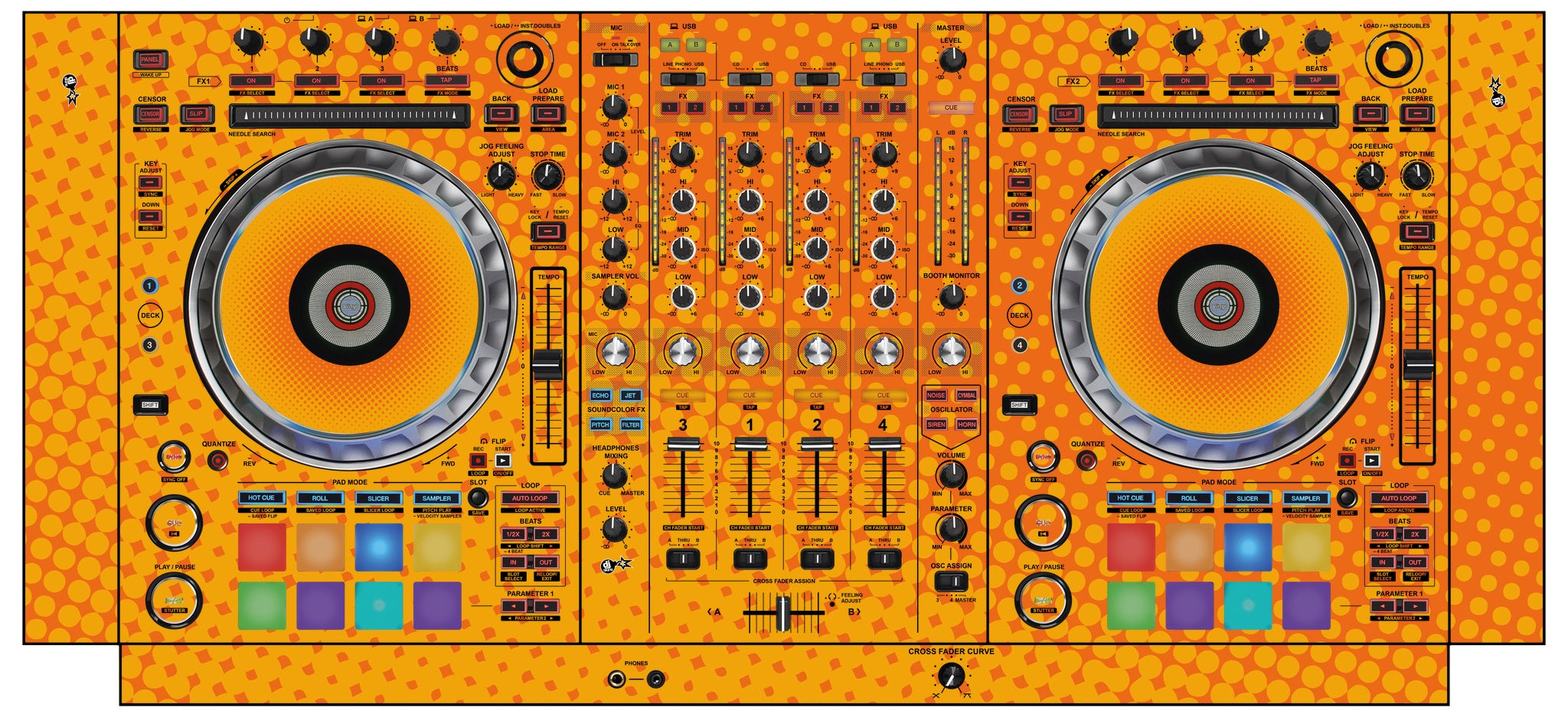 Pioneer DJ DDJ SZ 2 Skin Gradienter Orange