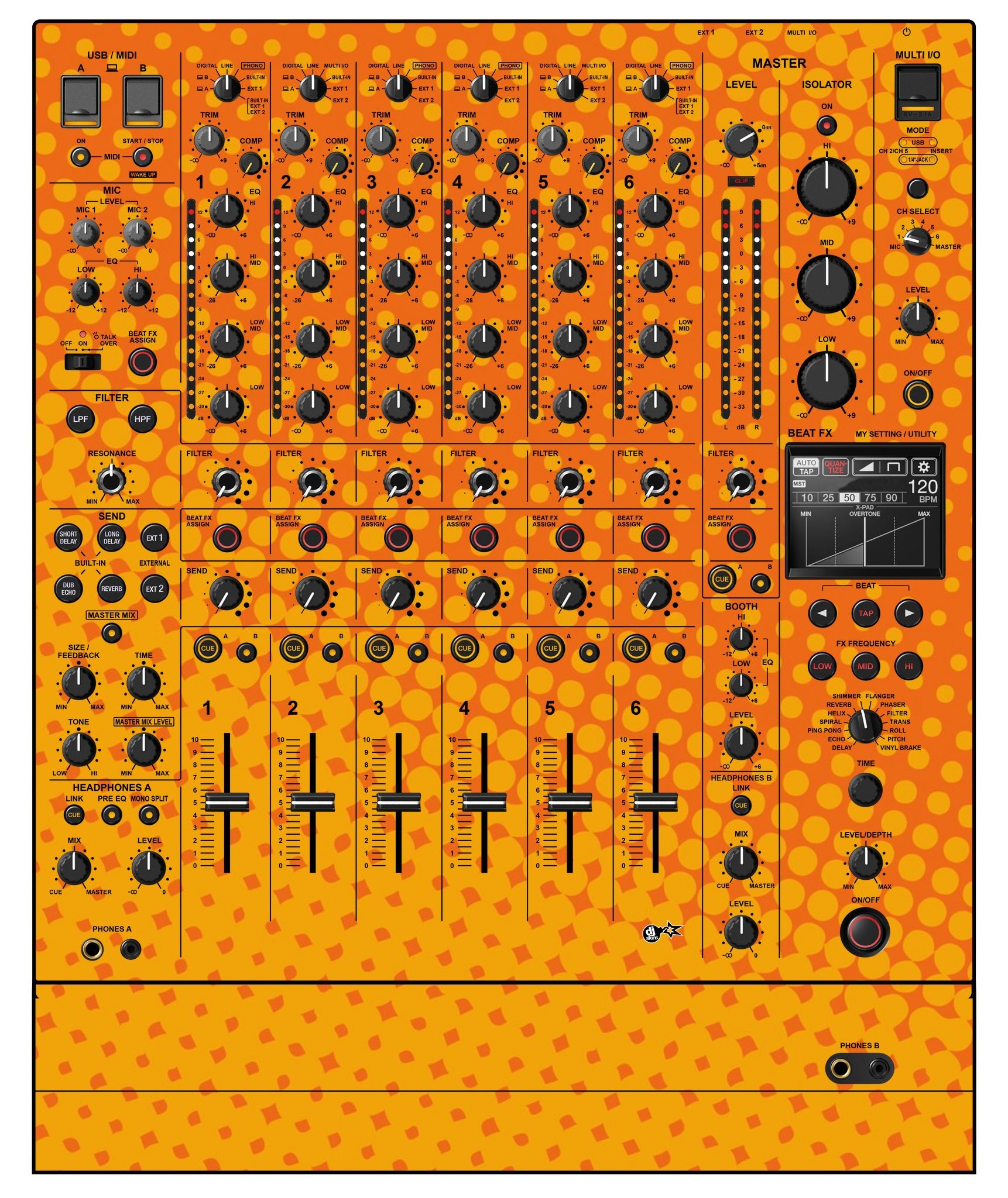 Pioneer DJ DJM V10 LF Skin Gradienter Orange