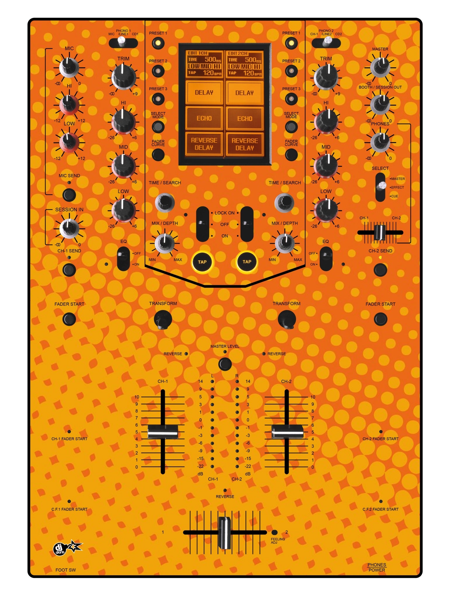Pioneer DJ DJM 909 Skin Gradienter Orange