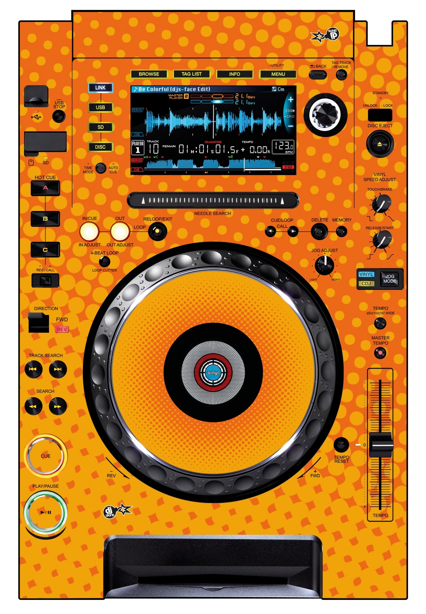 Pioneer DJ CDJ 2000 Skin Gradienter Orange