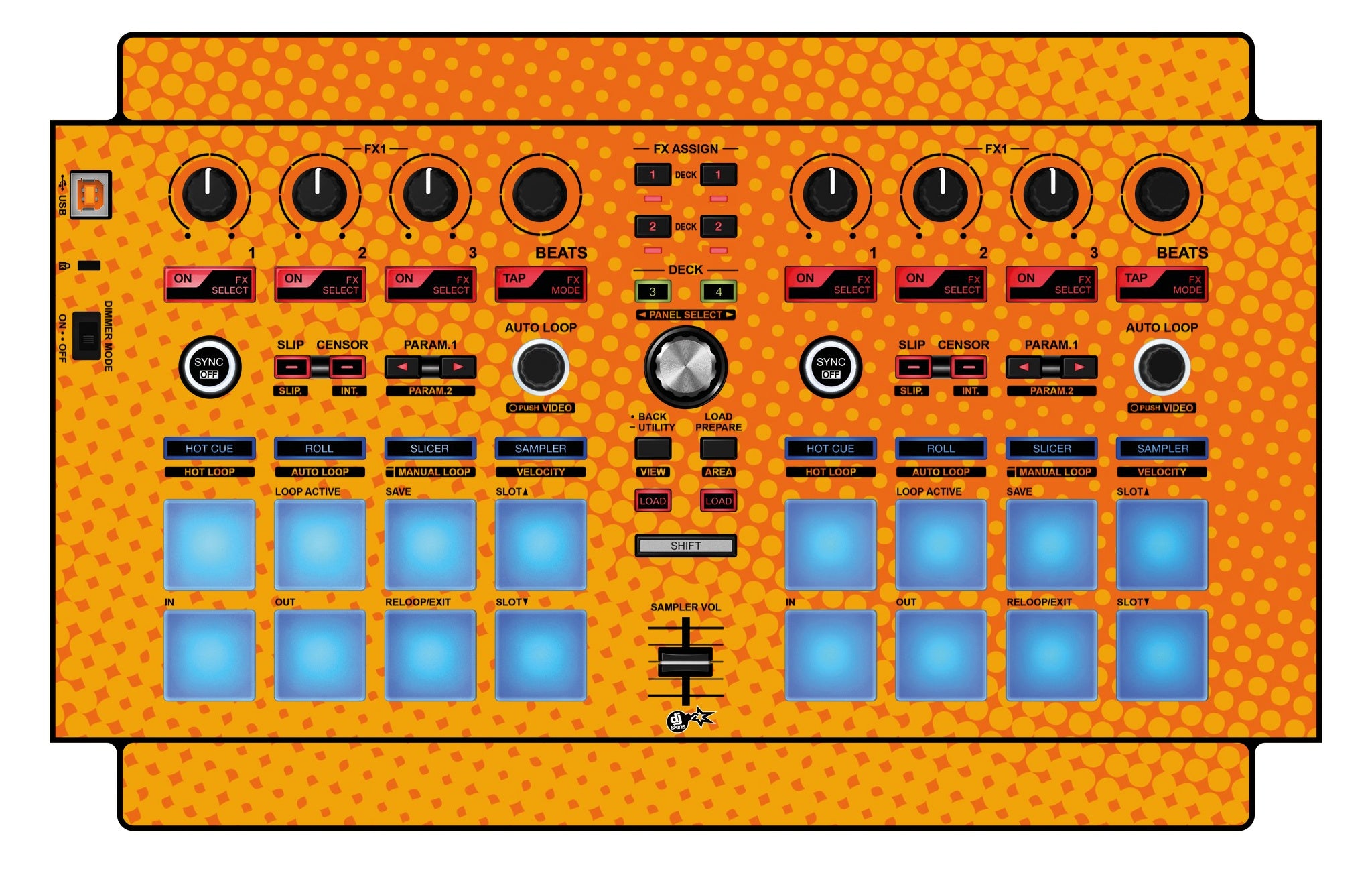 Pioneer DJ DDJ SP 1 Skin Gradienter Orange