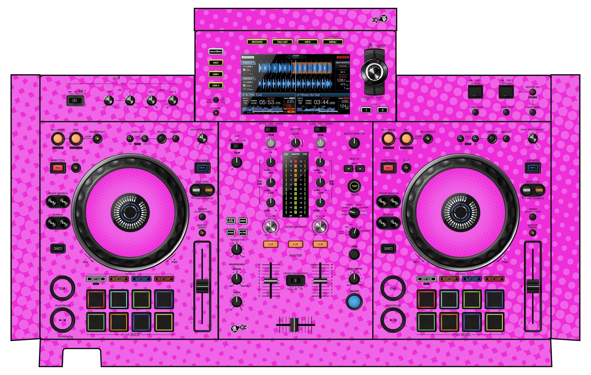 Pioneer DJ XDJ RX 2 Skin Gradienter Pink