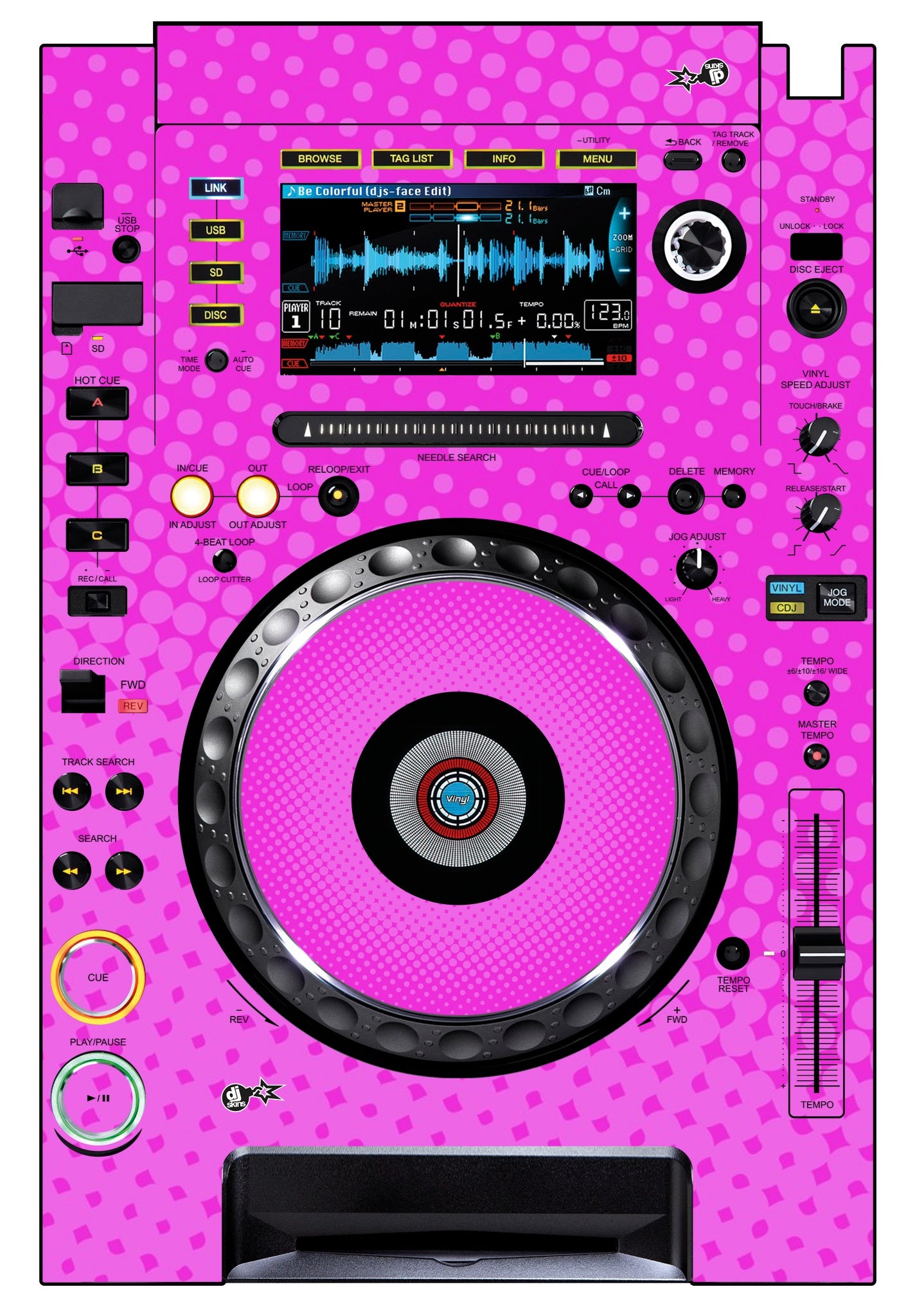 Pioneer DJ CDJ 2000 Skin Gradienter Pink