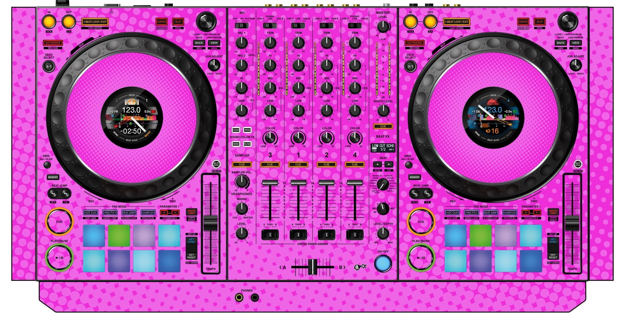 Pioneer DJ DDJ 1000 SRT Skin Gradienter Pink