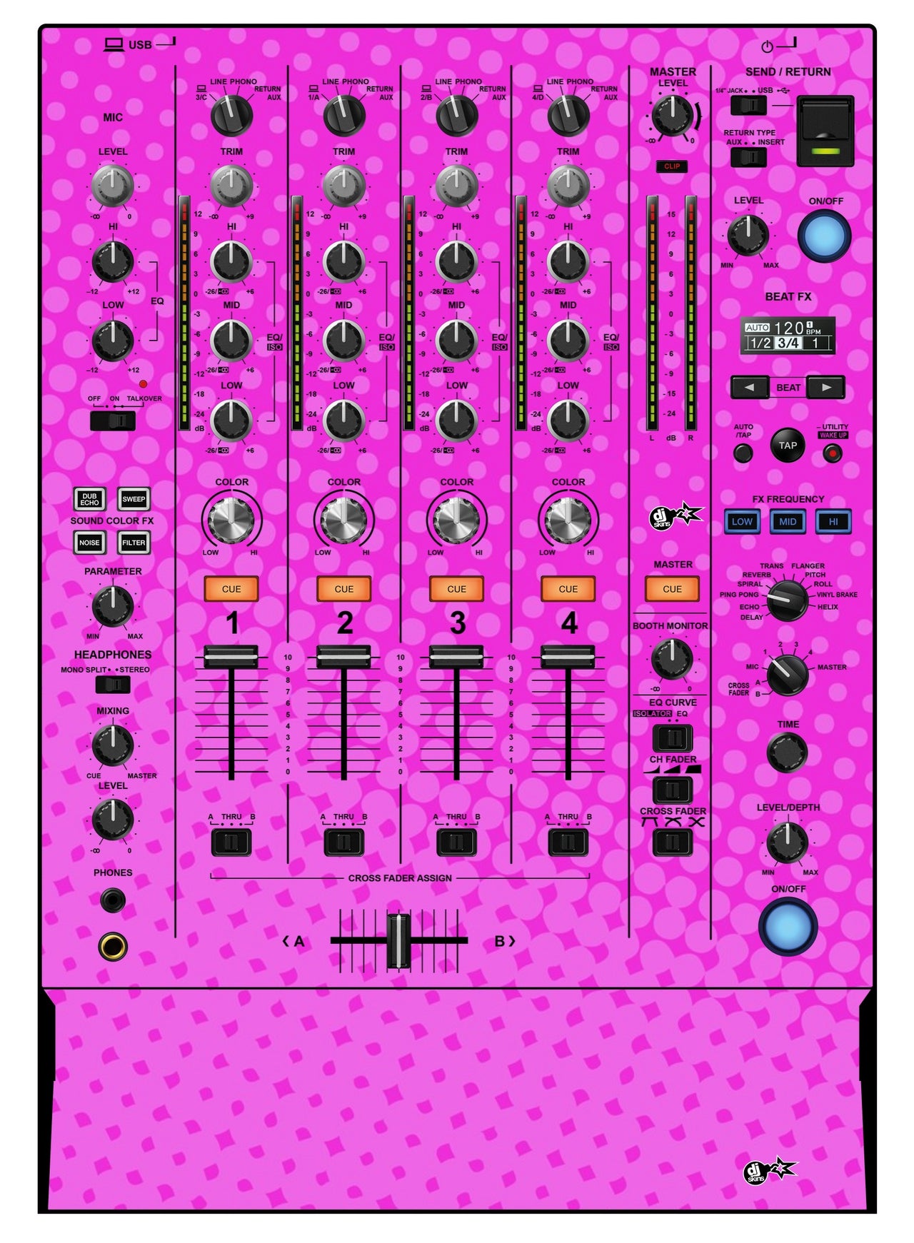 Pioneer DJ DJM 750 MK2 Skin Gradienter Pink