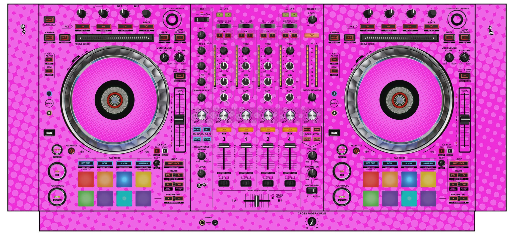 Pioneer DJ DDJ SZ 2 Skin Gradienter Pink