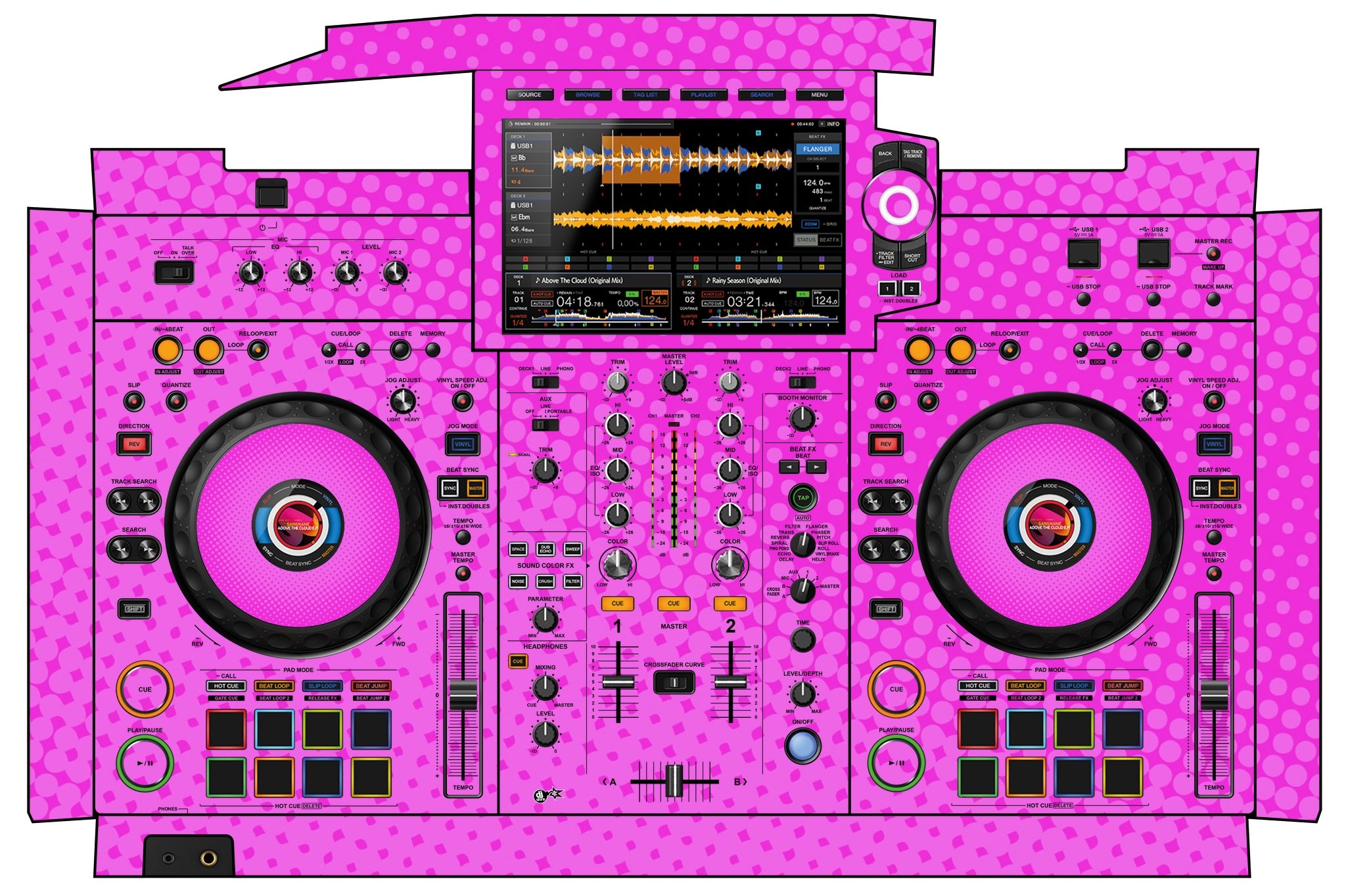 Pioneer DJ XDJ RX 3 Skin Gradienter Pink