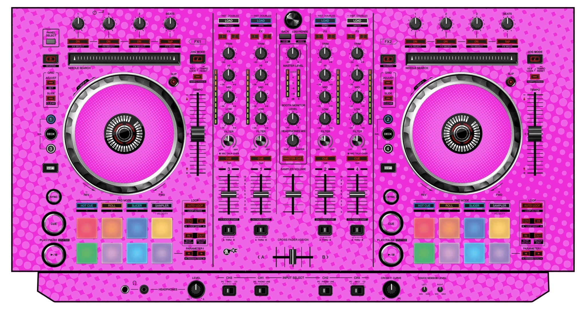 Pioneer DJ DDJ SX Skin Gradienter Pink