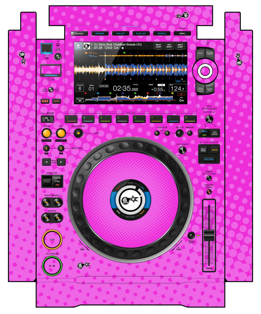 Pioneer DJ CDJ 3000 incl. SIDES Skin Gradienter Pink